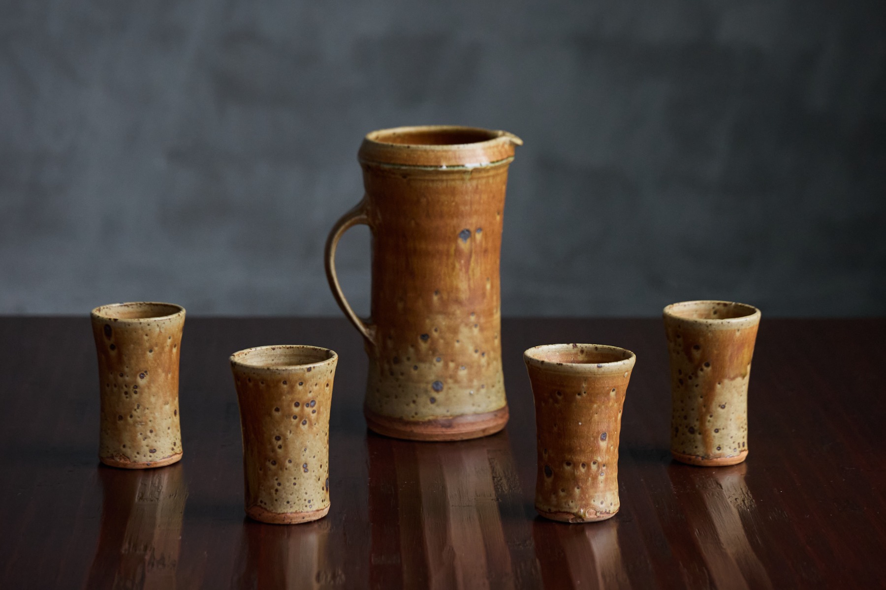 Rustic glazed ceramic goblets 1970s
