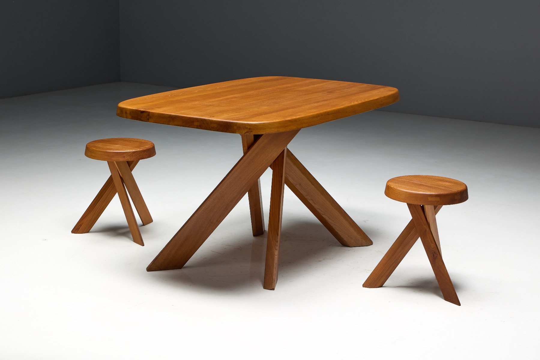 Rustic modern S31 stool with honest wood construction