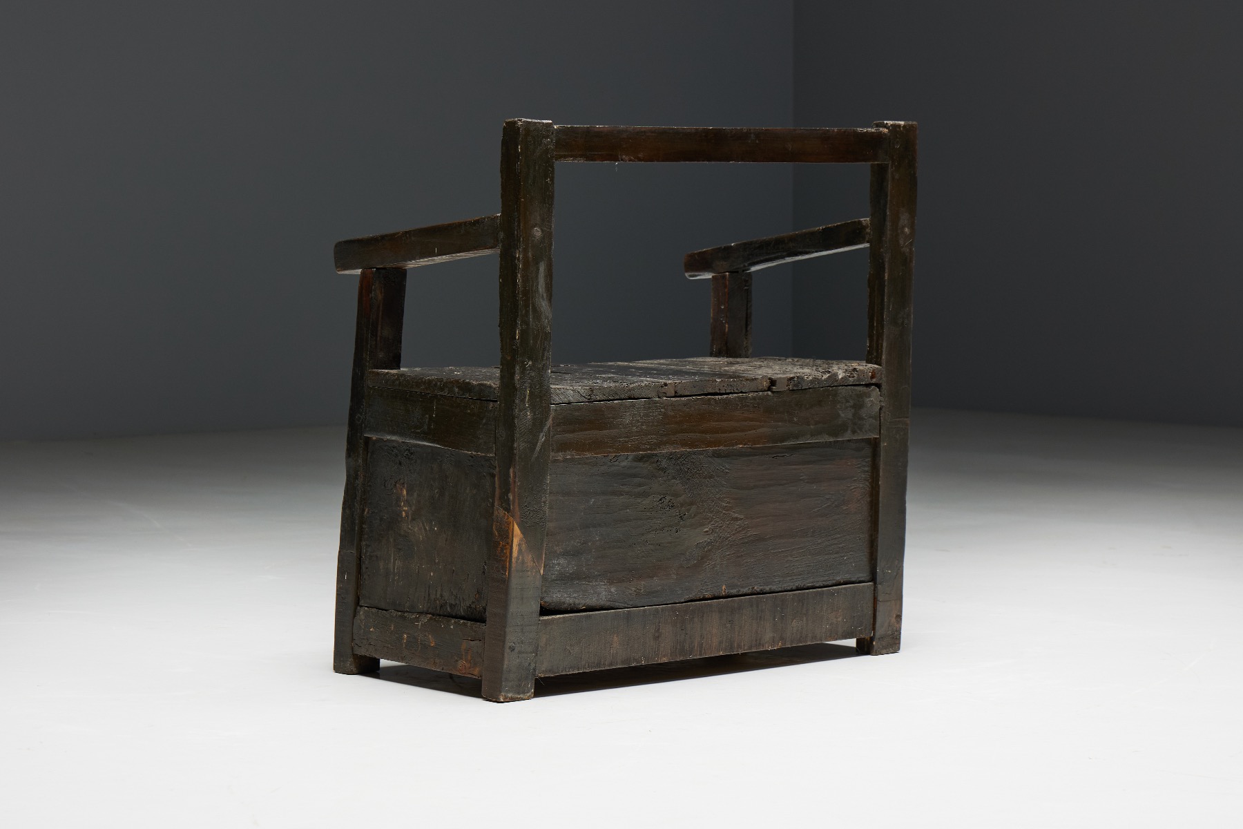 Rustic wabi sabi bench in solid wood