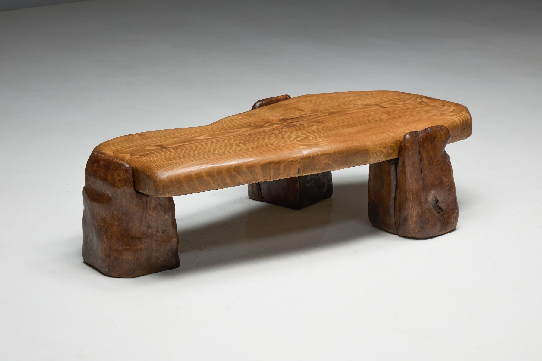 Sculptural center table in contemporary brutalist style