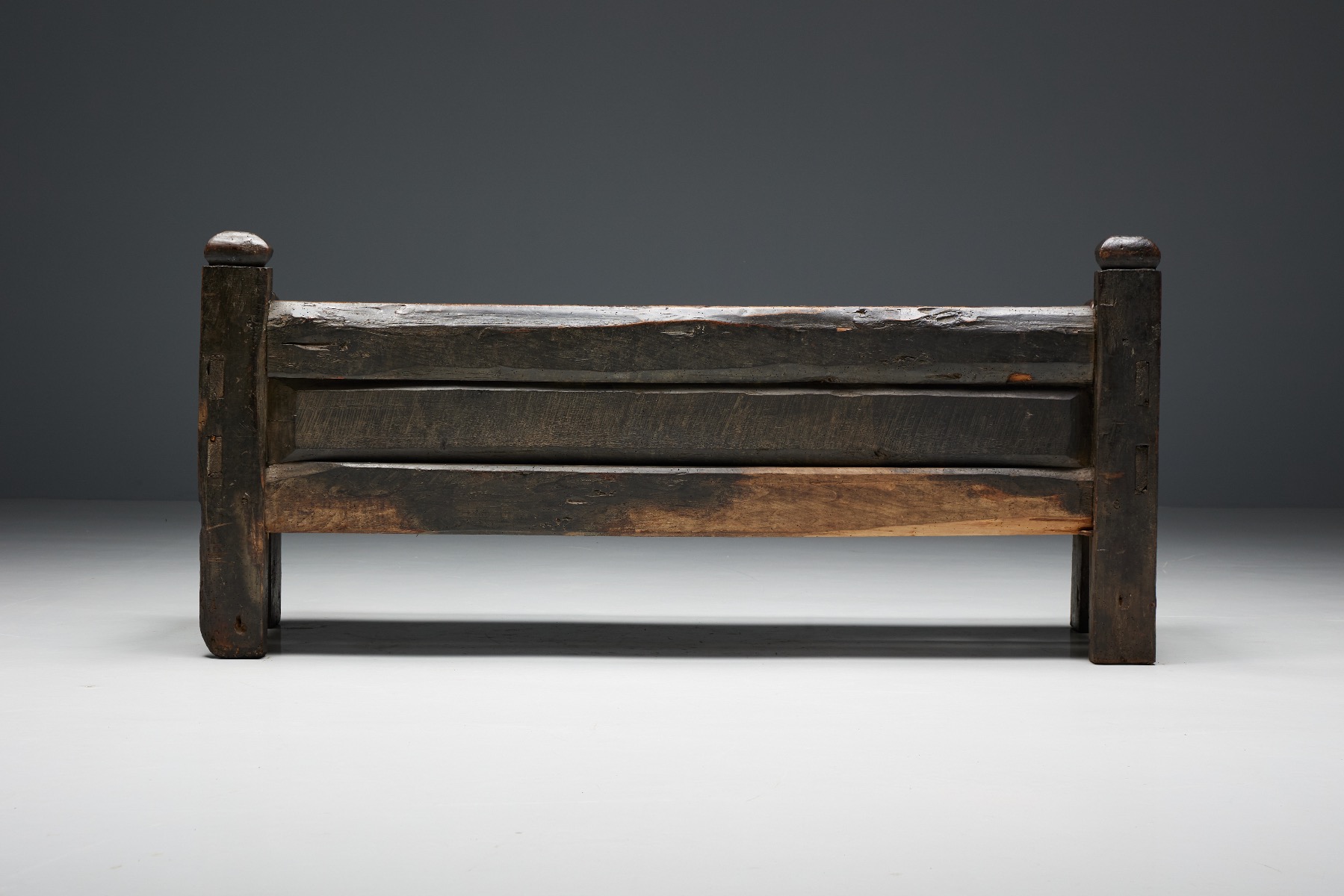 Solid timber brutalist bench 1800s