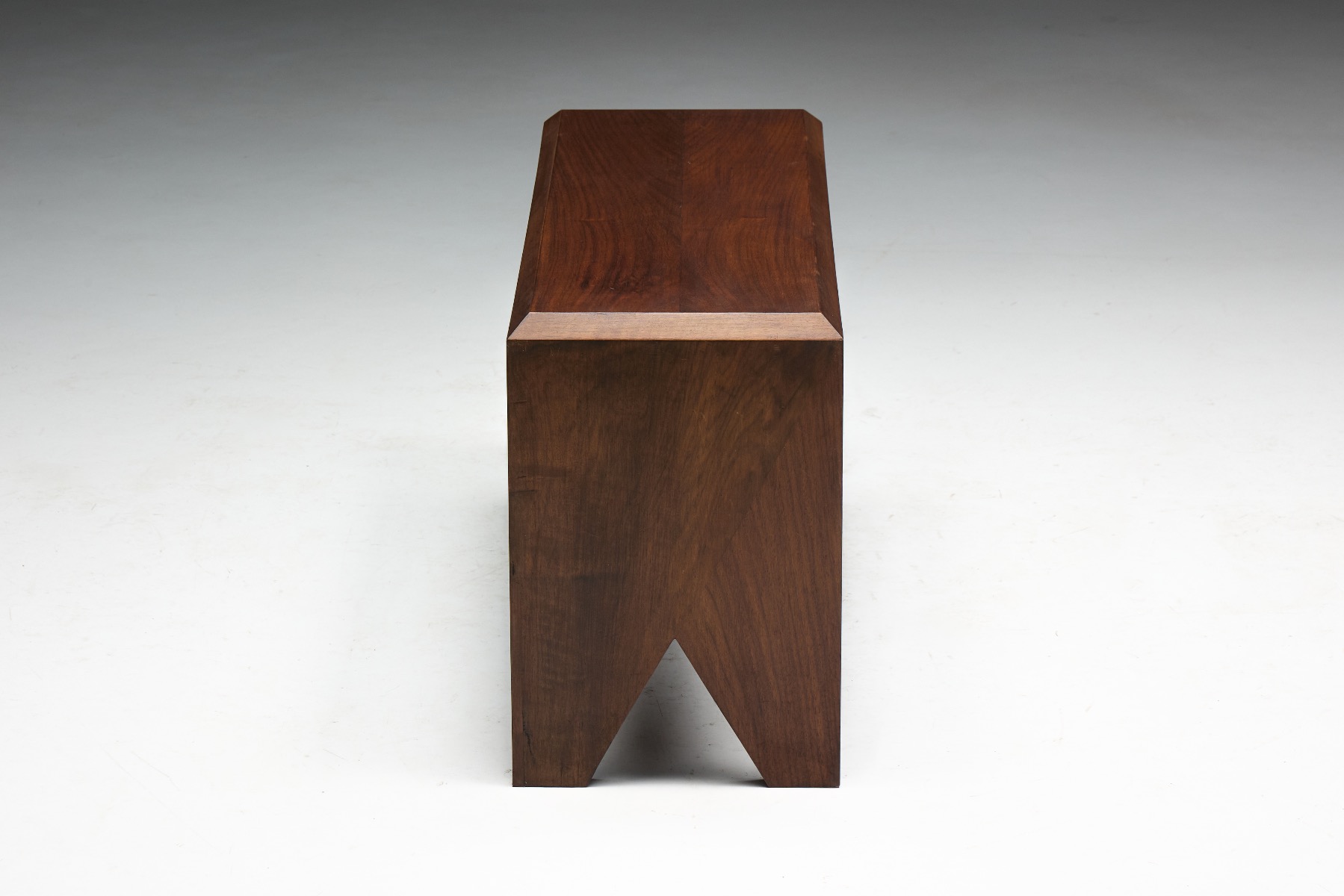 Solid walnut bench with modernist construction