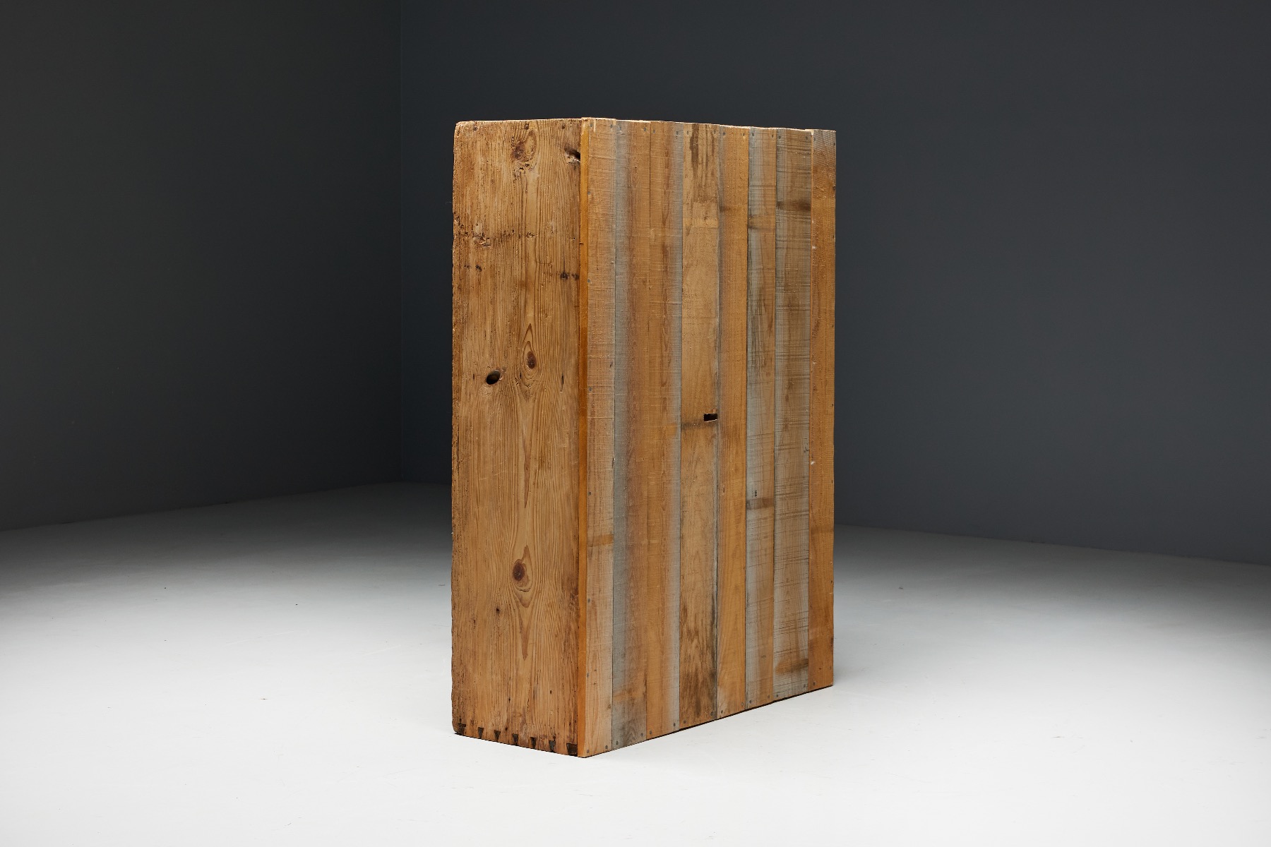 Solid wood brutalist storage cabinet