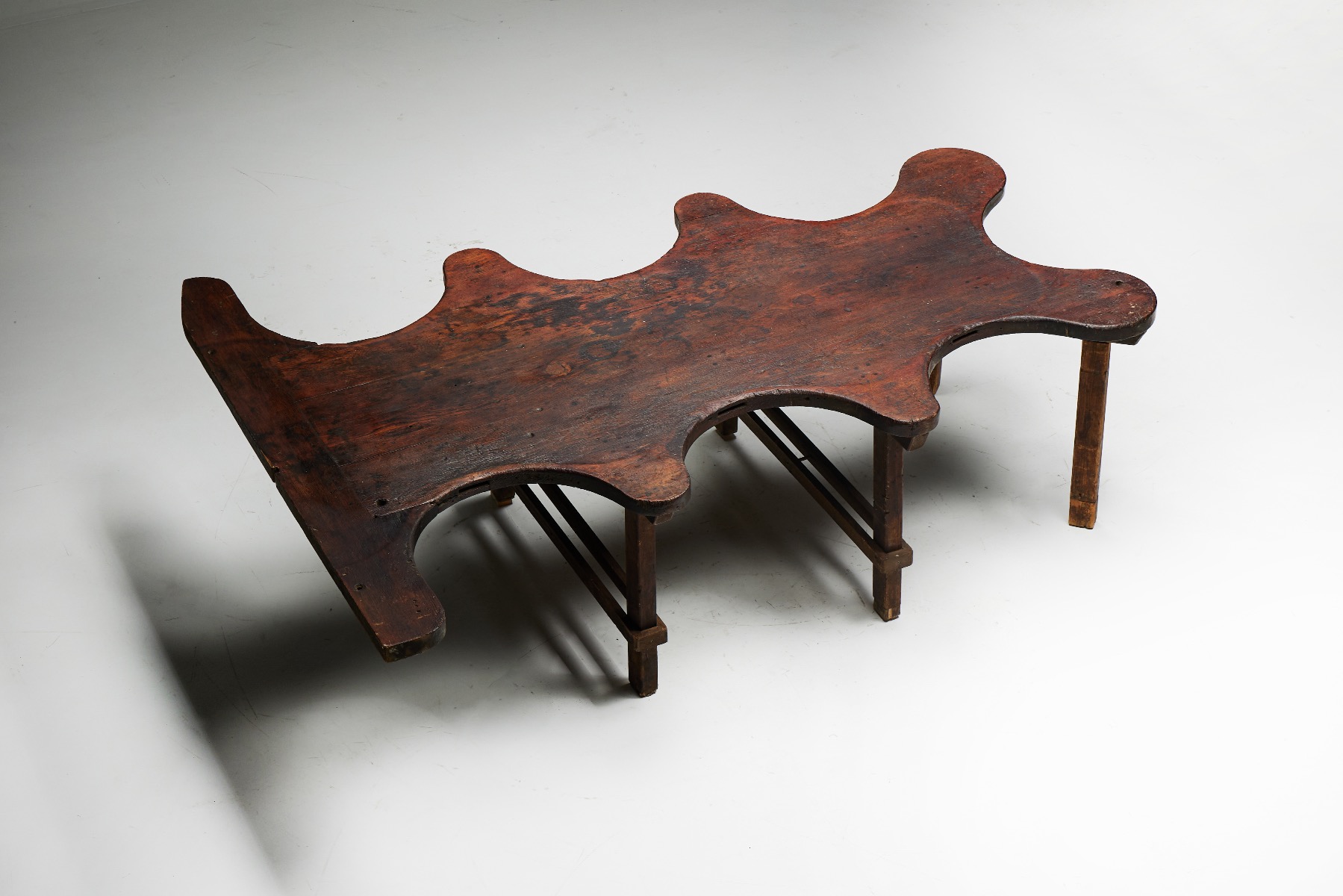 Solid wood free form table in rural style
