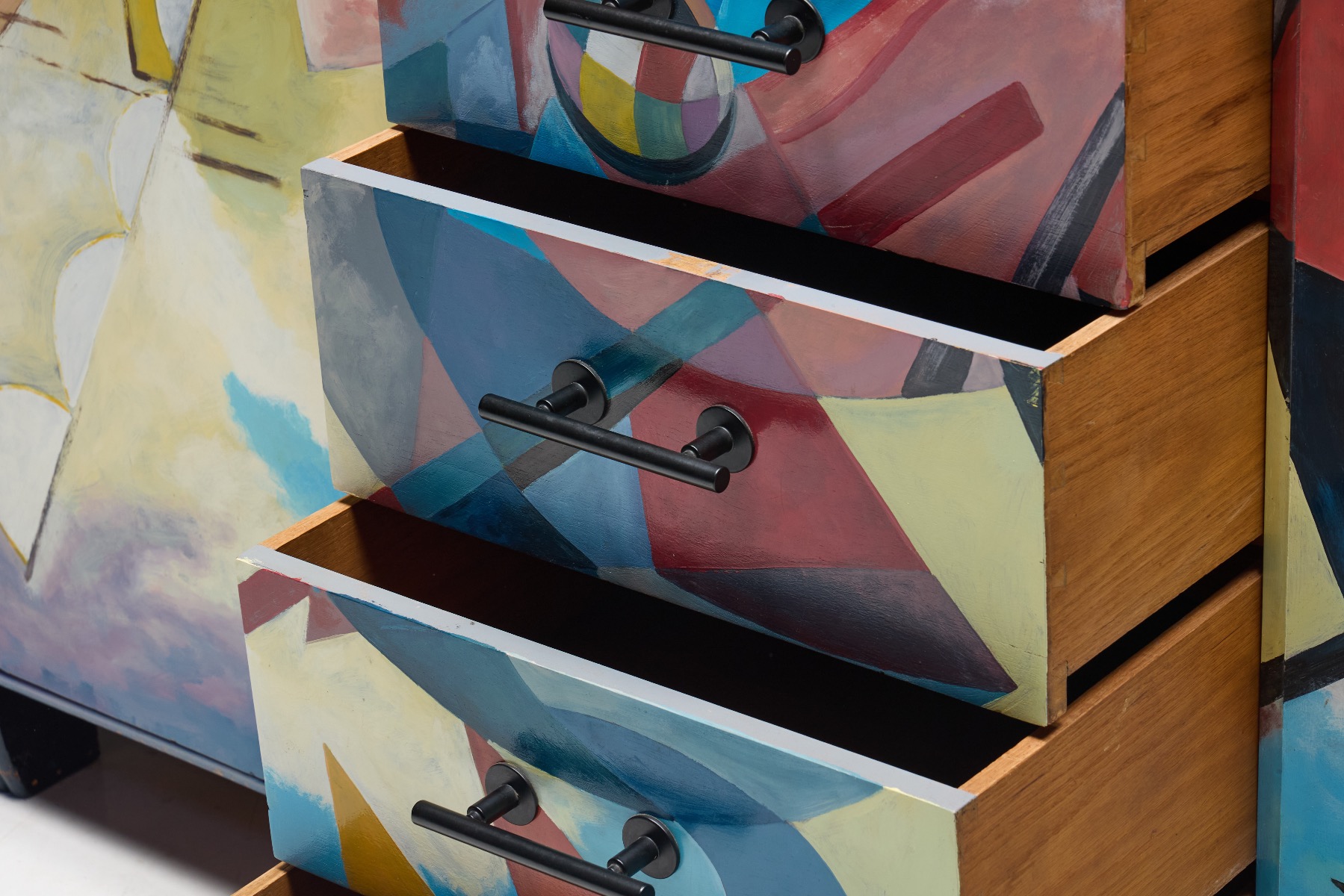 Statement art deco buffet painted in abstract style