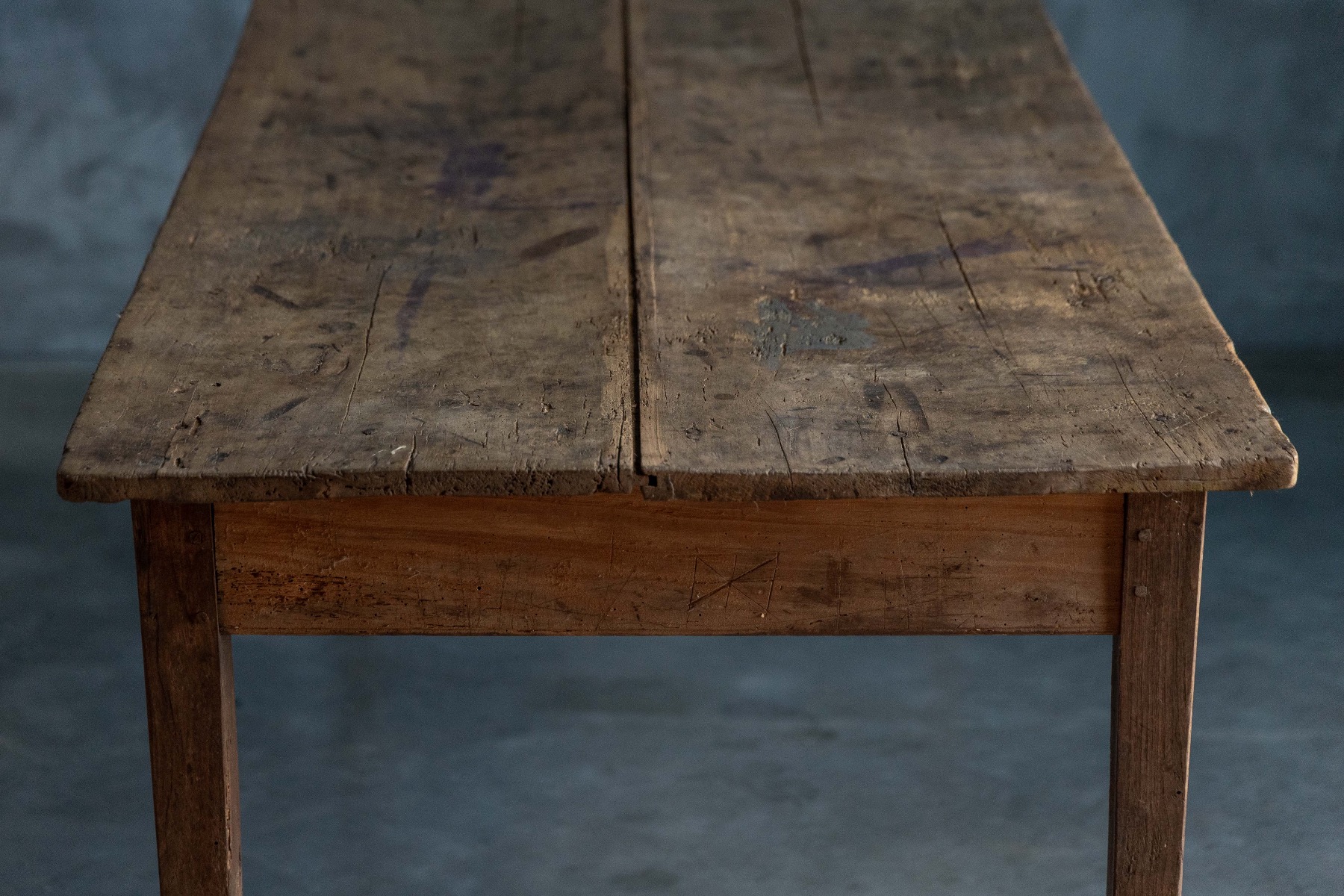 Aged solid wood rural dining table