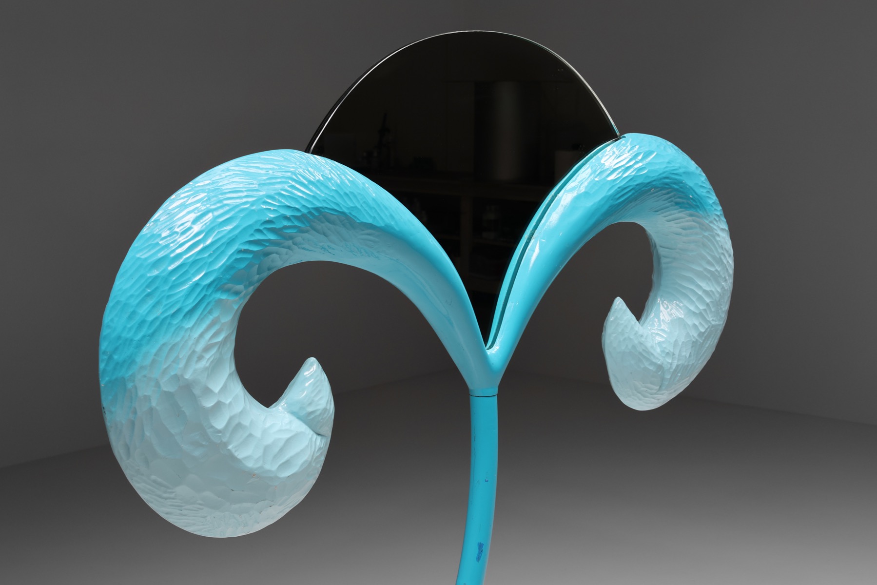 Unique standing mirror in organic postmodern design