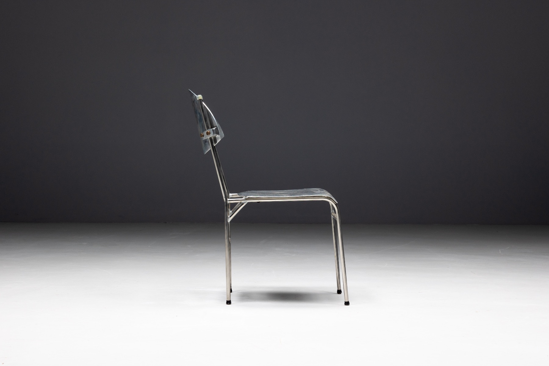 Vintage postmodern metal chairs in aluminum