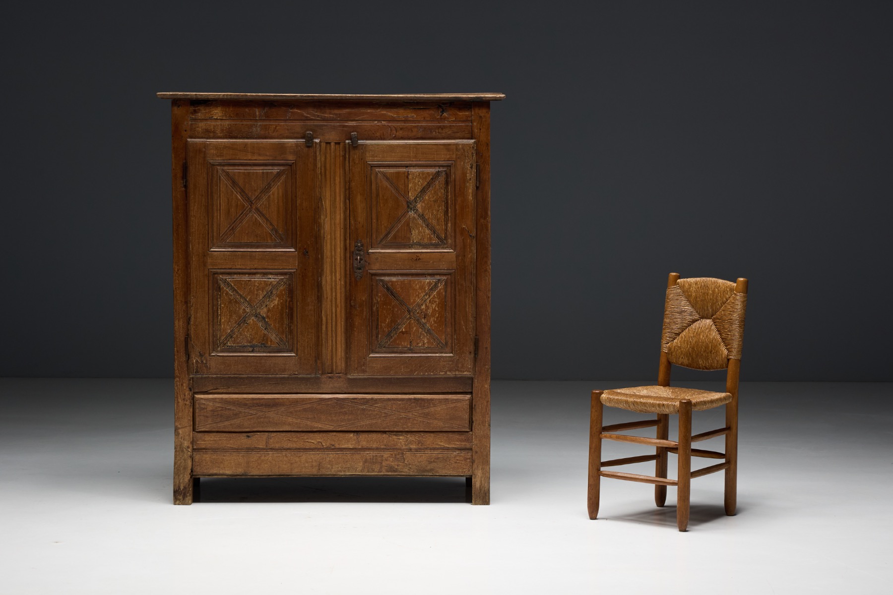 Wood cabinet Alpine folk art tradition