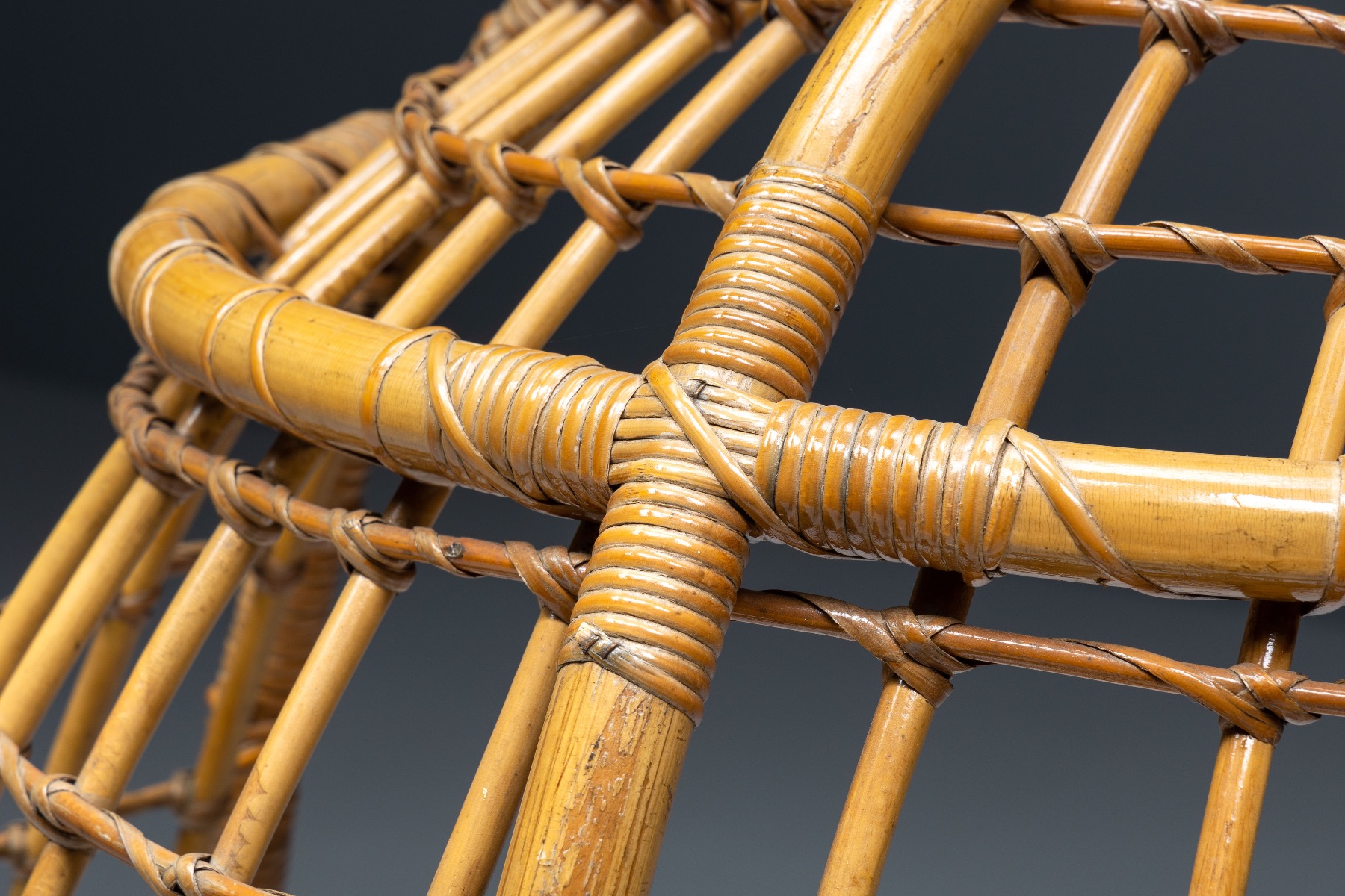 Woven bamboo egg chair vintage lounge piece