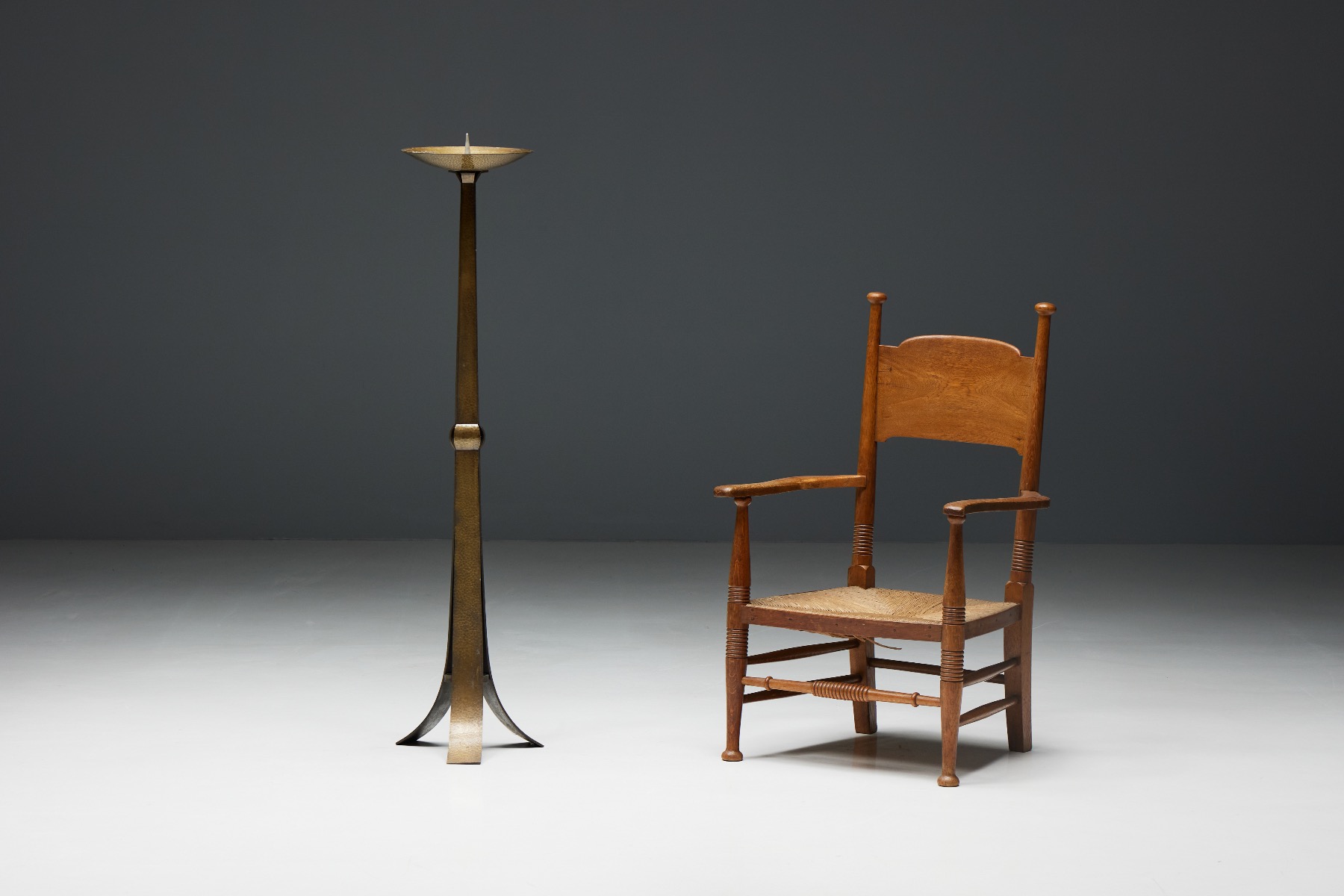 Brass Hammered Candelabra - 1950s