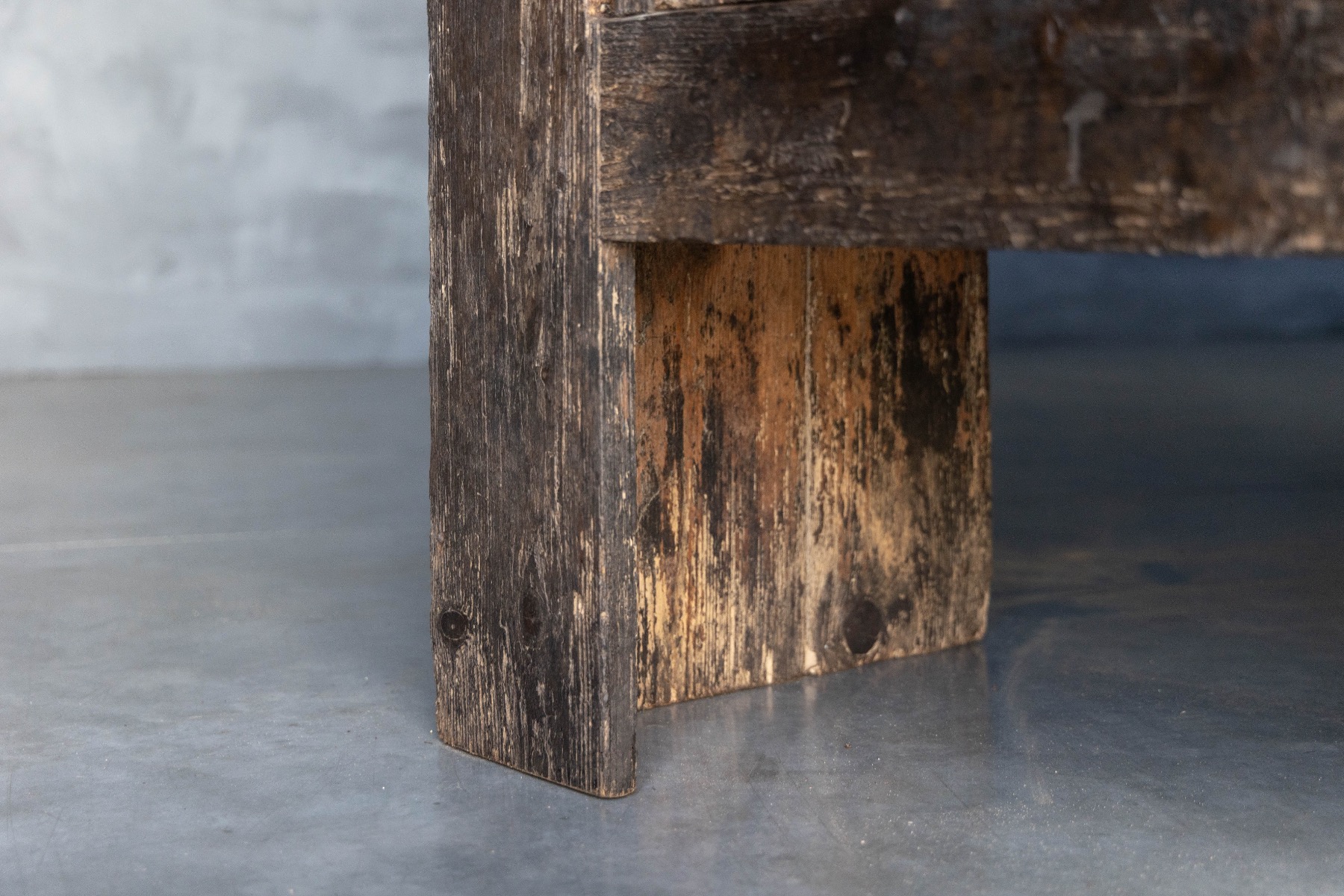 Aged solid wood brutalist cabinet