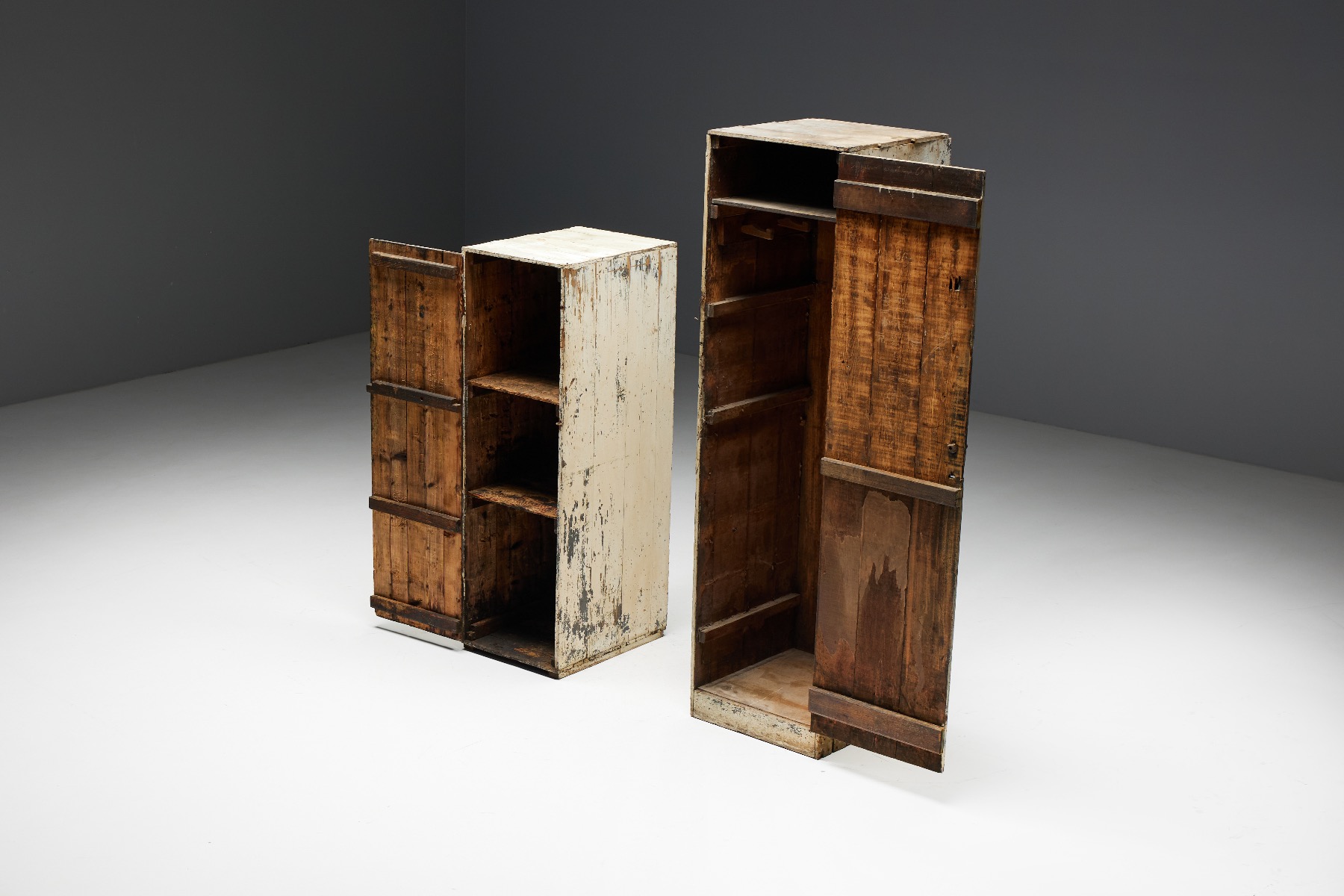Aged wood primitive storage cabinet