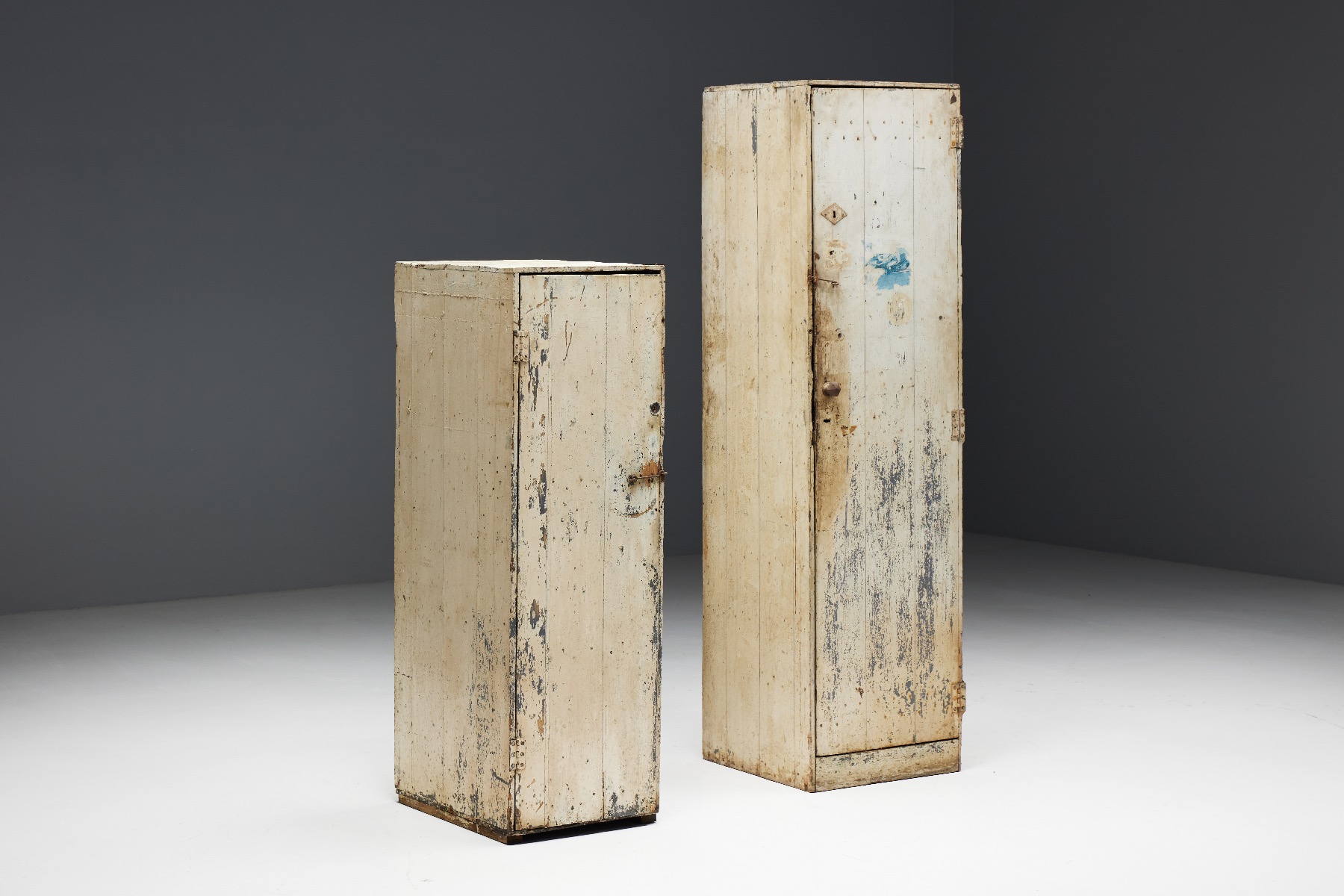 Aged wood primitive storage cupboard