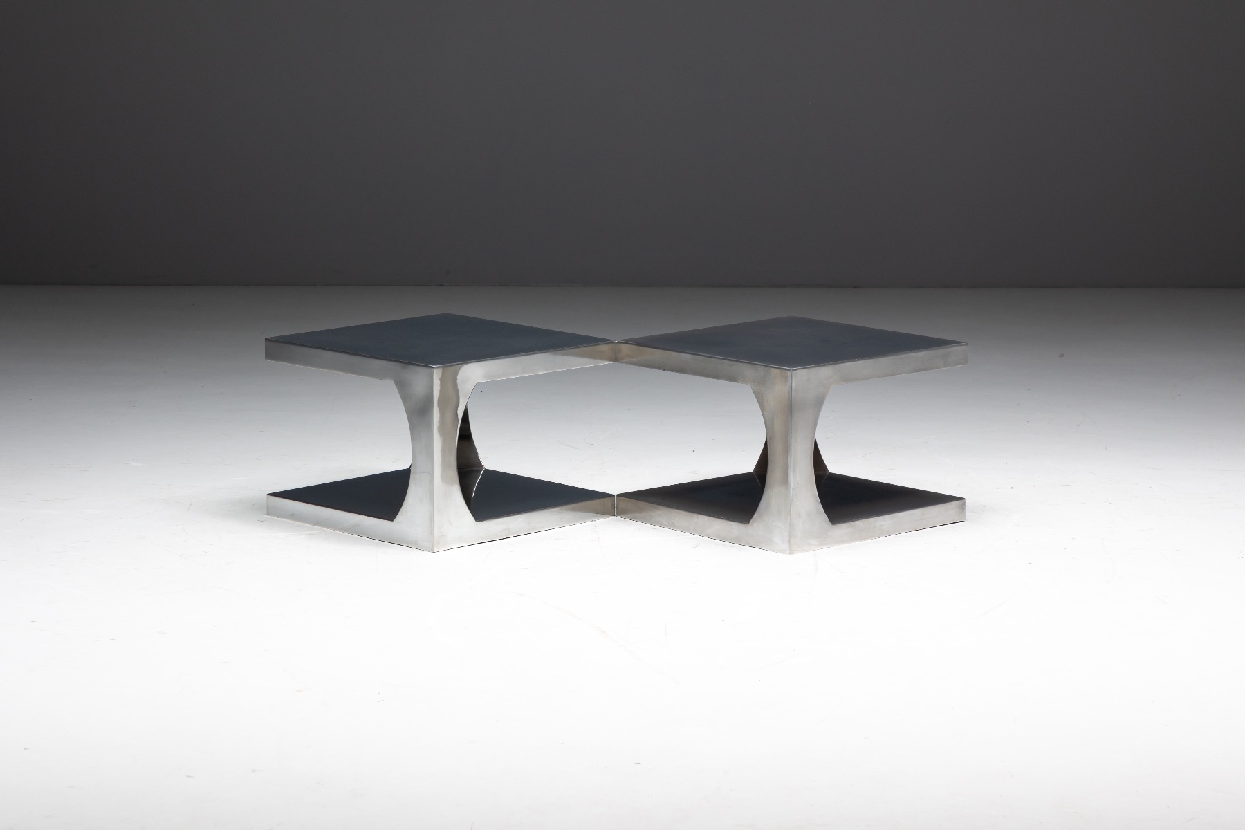 Architectural aluminum side table from the 1970s