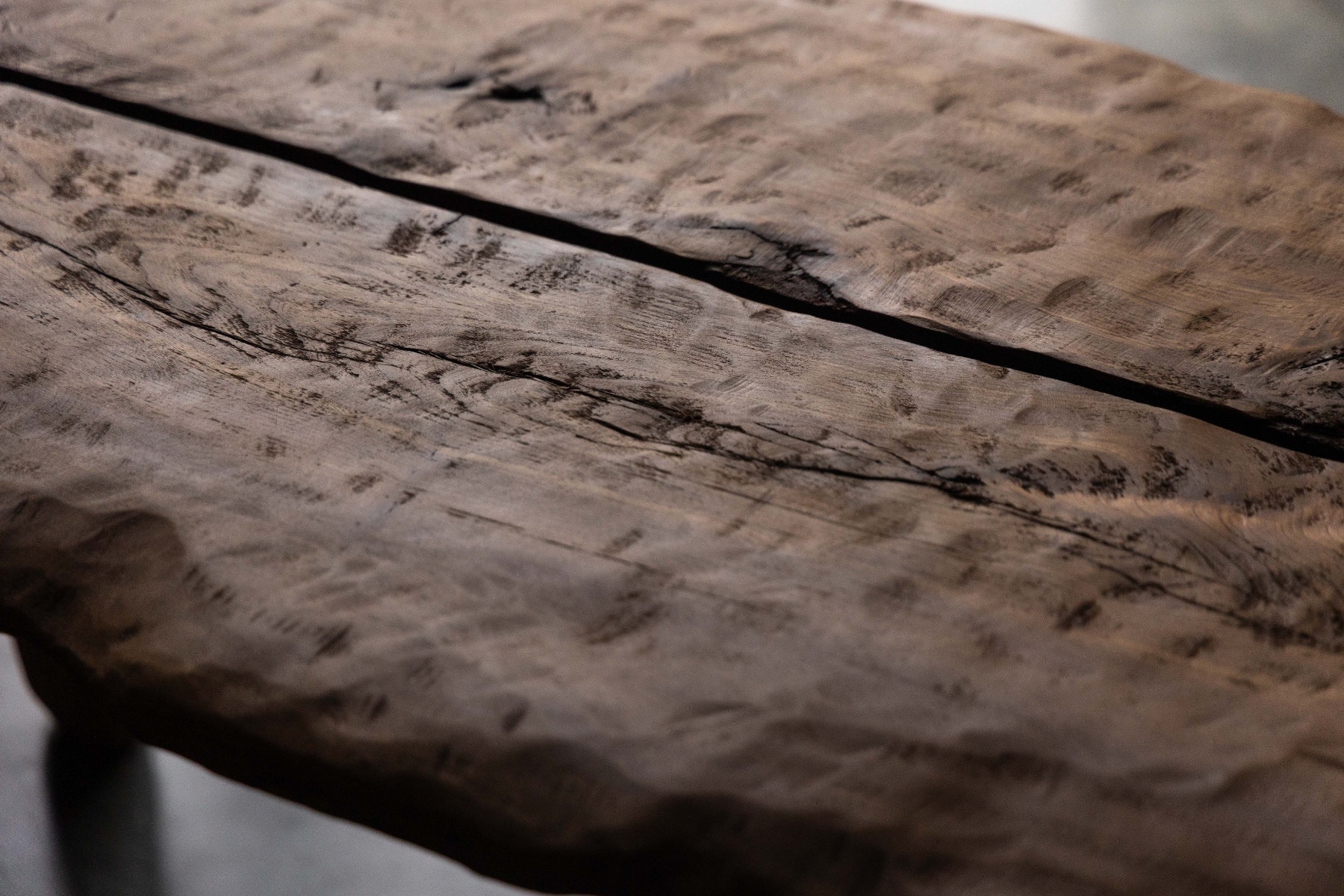 Solid wood wabi sabi table with aged patina
