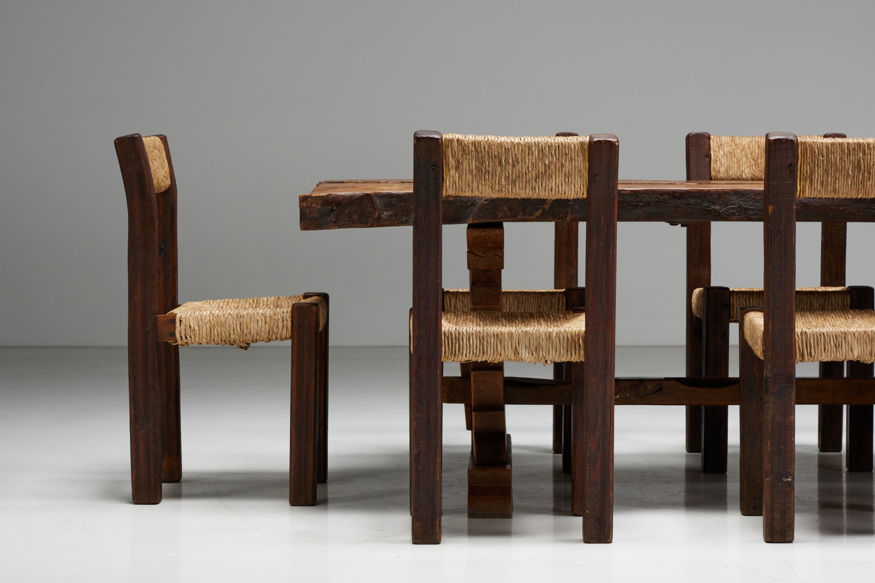 Authentic brutalist rustic dining table antique piece