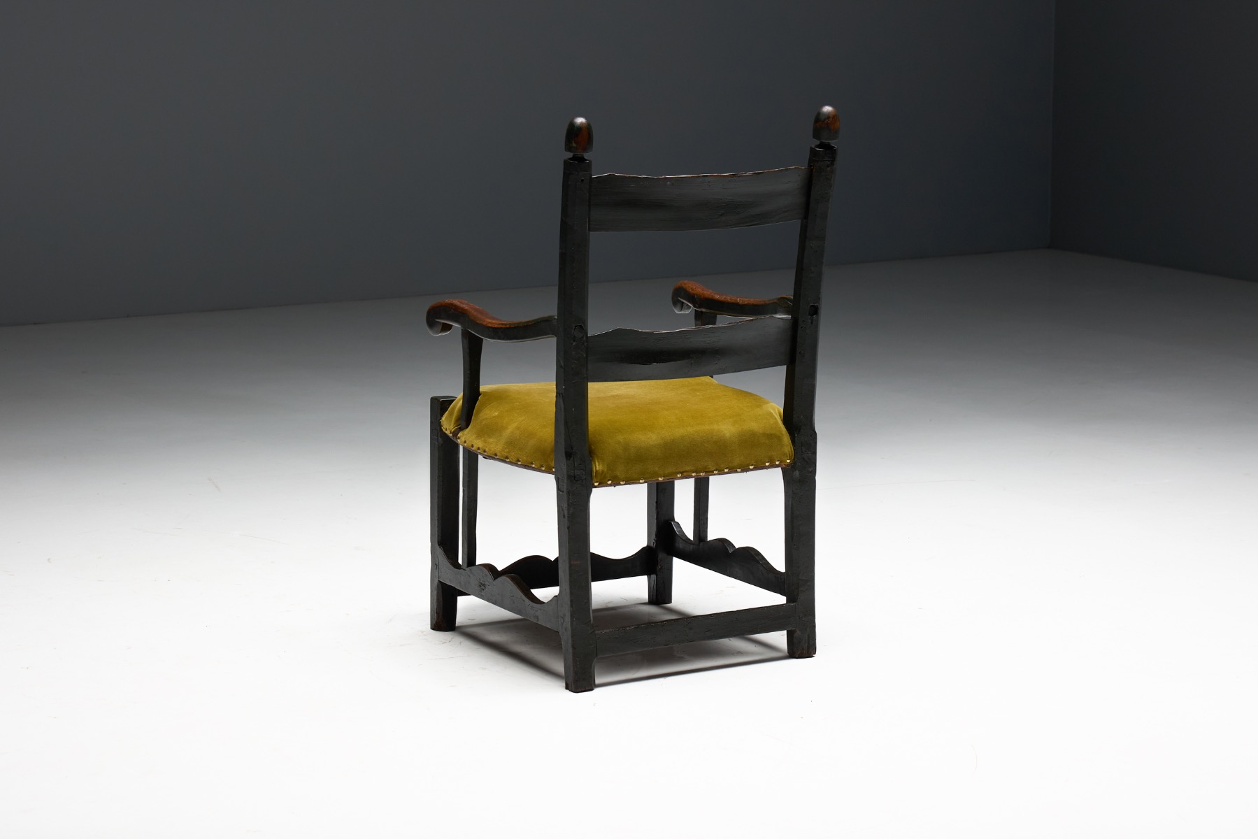 Authentic rustic folk art armchair from the 19th century