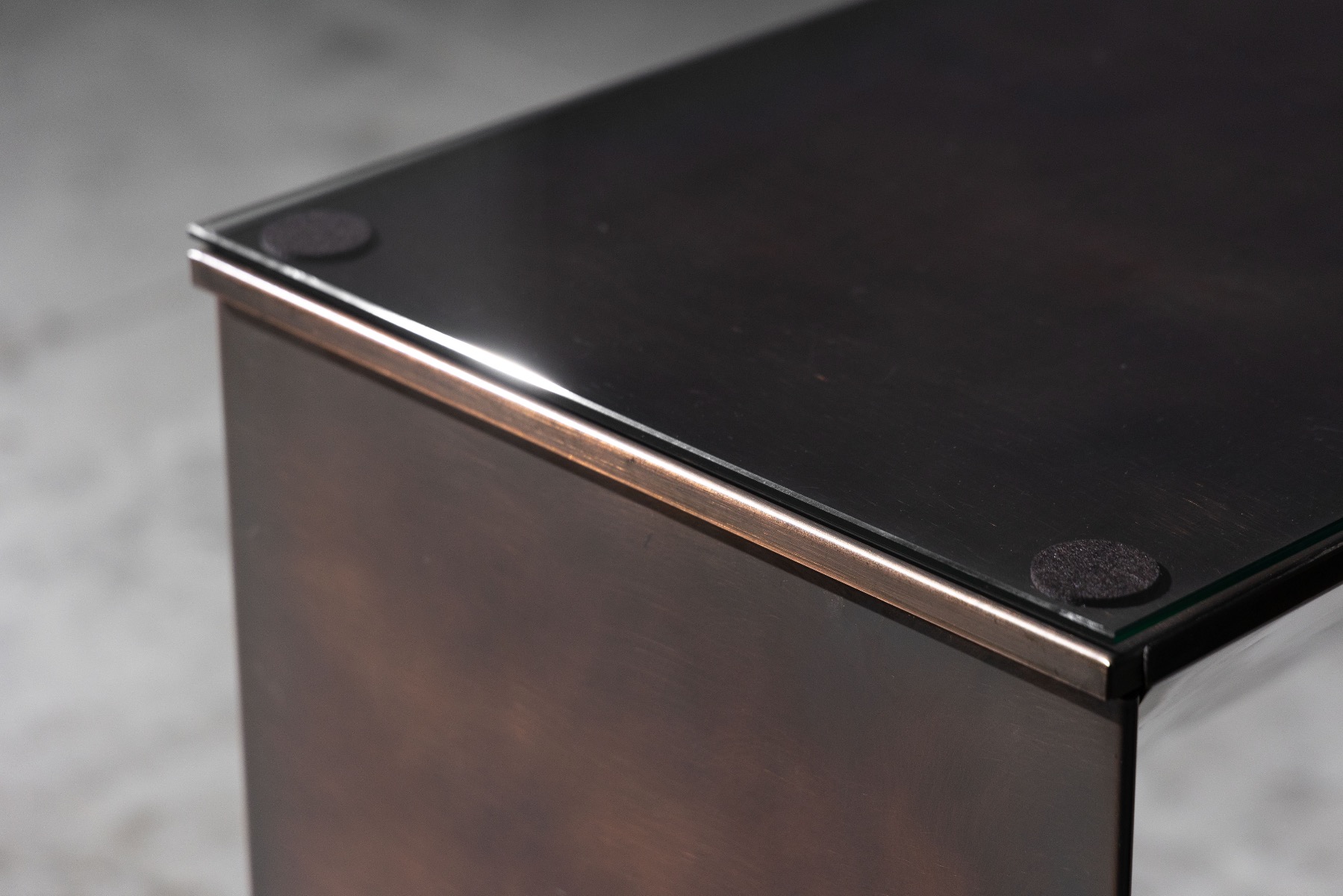 Brutalist influenced bronze console table from the 1970s