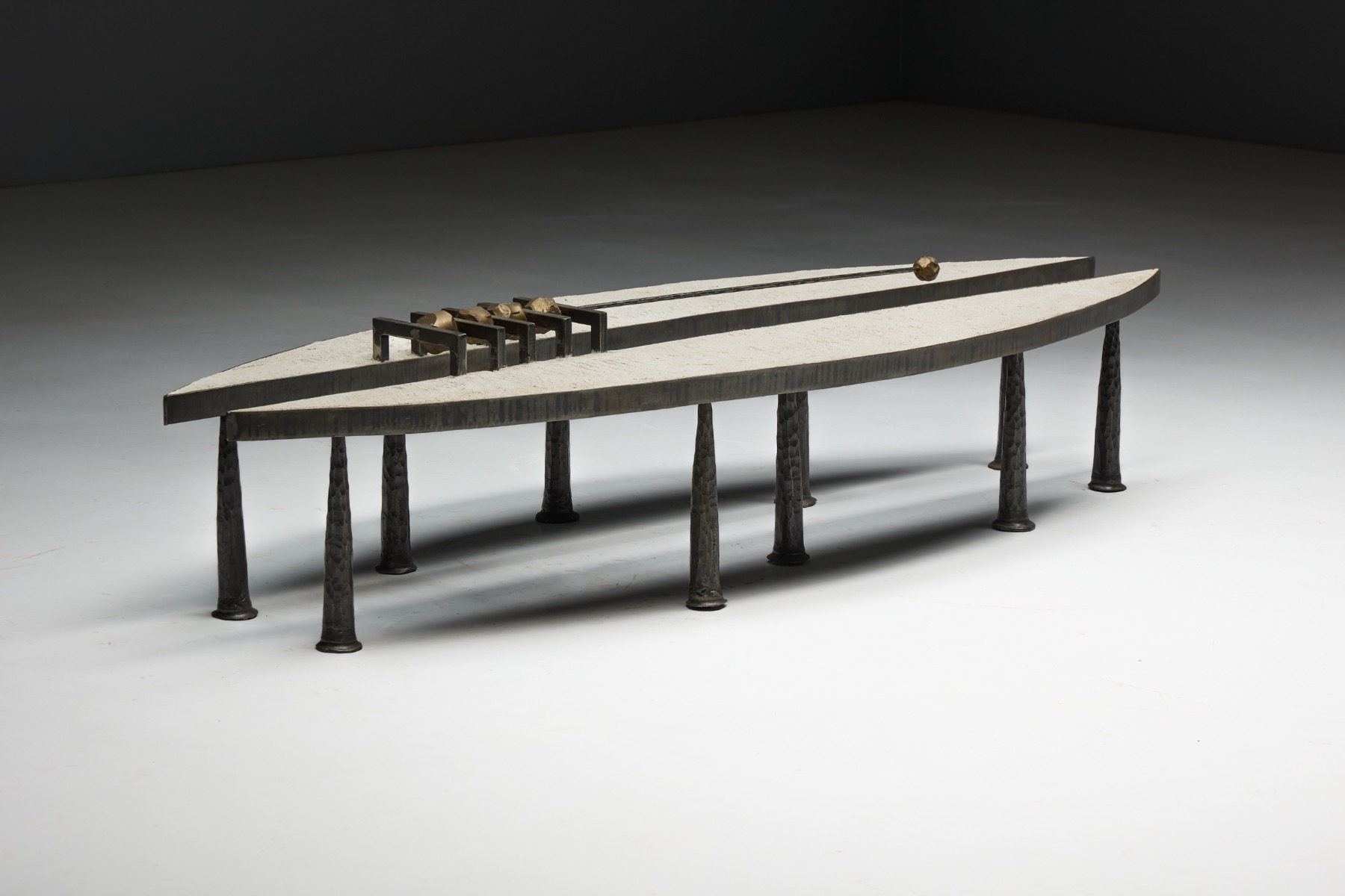 Sculptural brutalist coffee table designed by Thomas Serruys