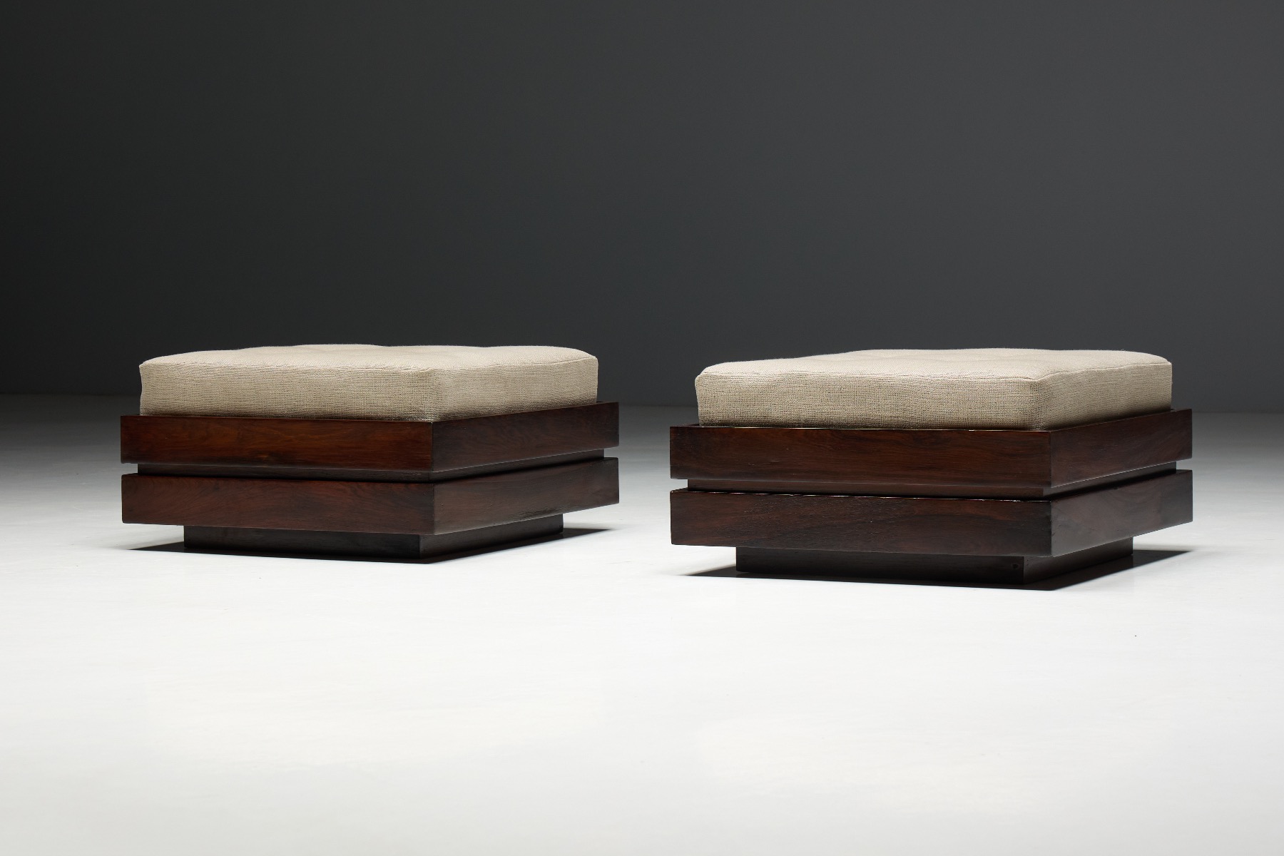 Modern Brazilian ottomans produced by Celina Decorações