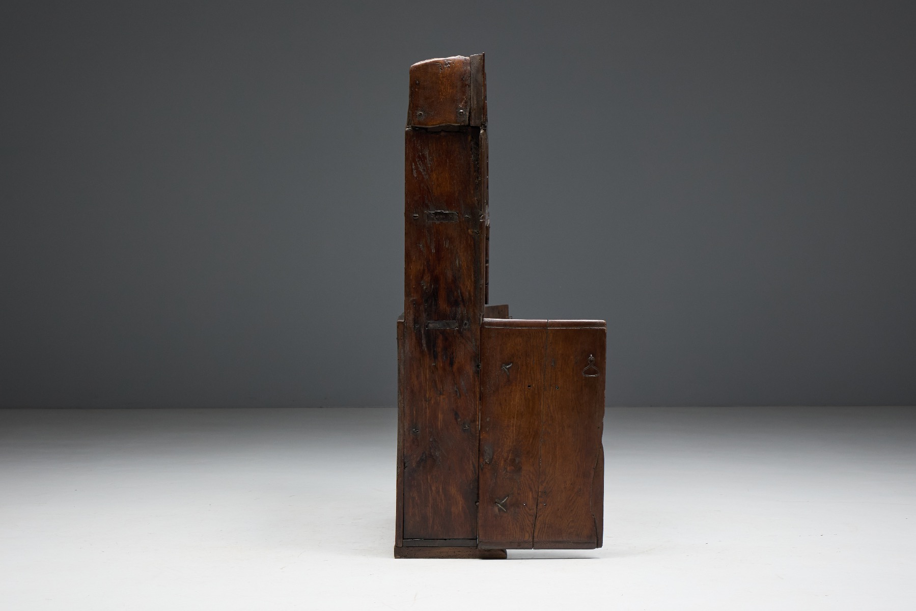 Country art populaire cabinet in antique wood
