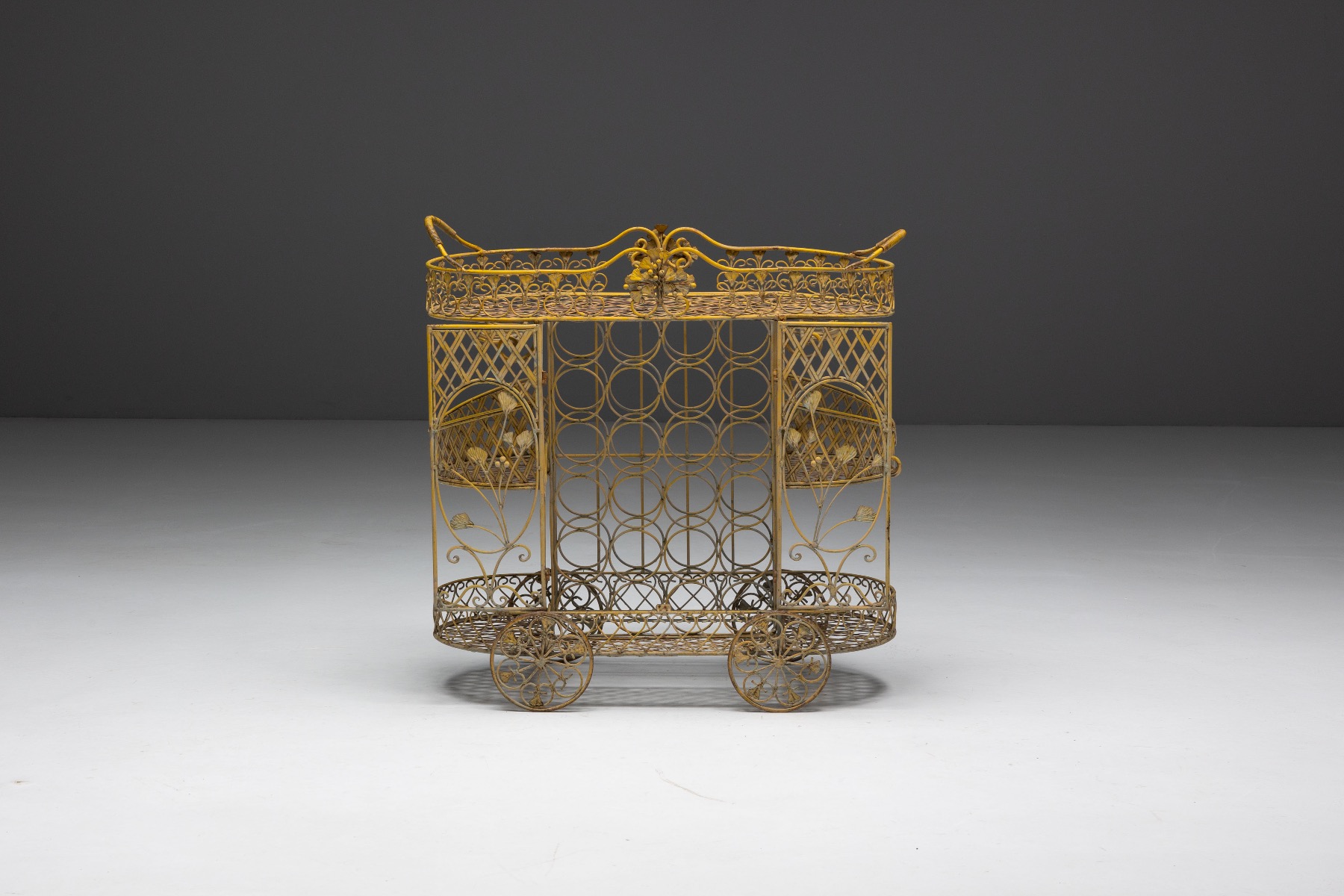 Early 20th century industrial cast iron serving trolley