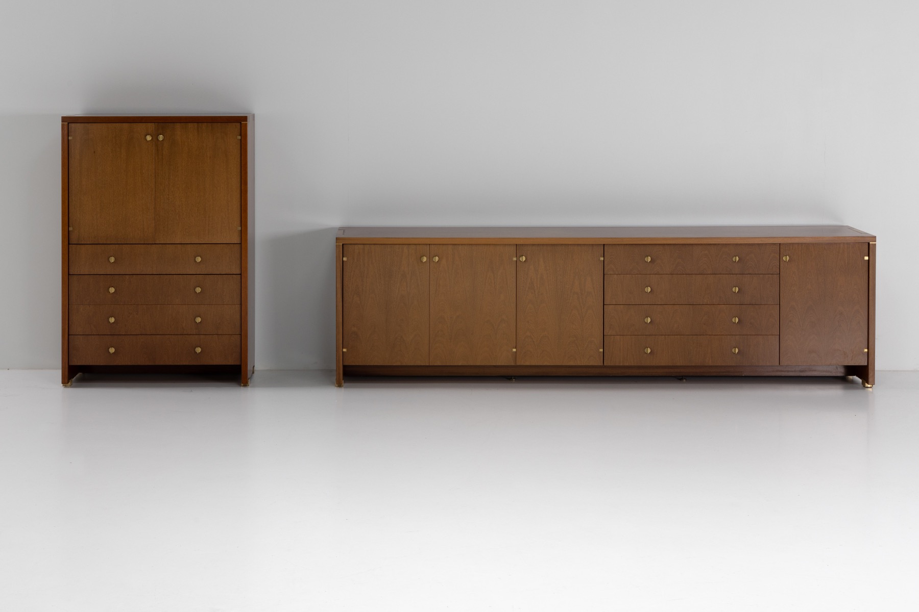 Elegant walnut and brass cabinet by Pierre Balmain from the 1980s