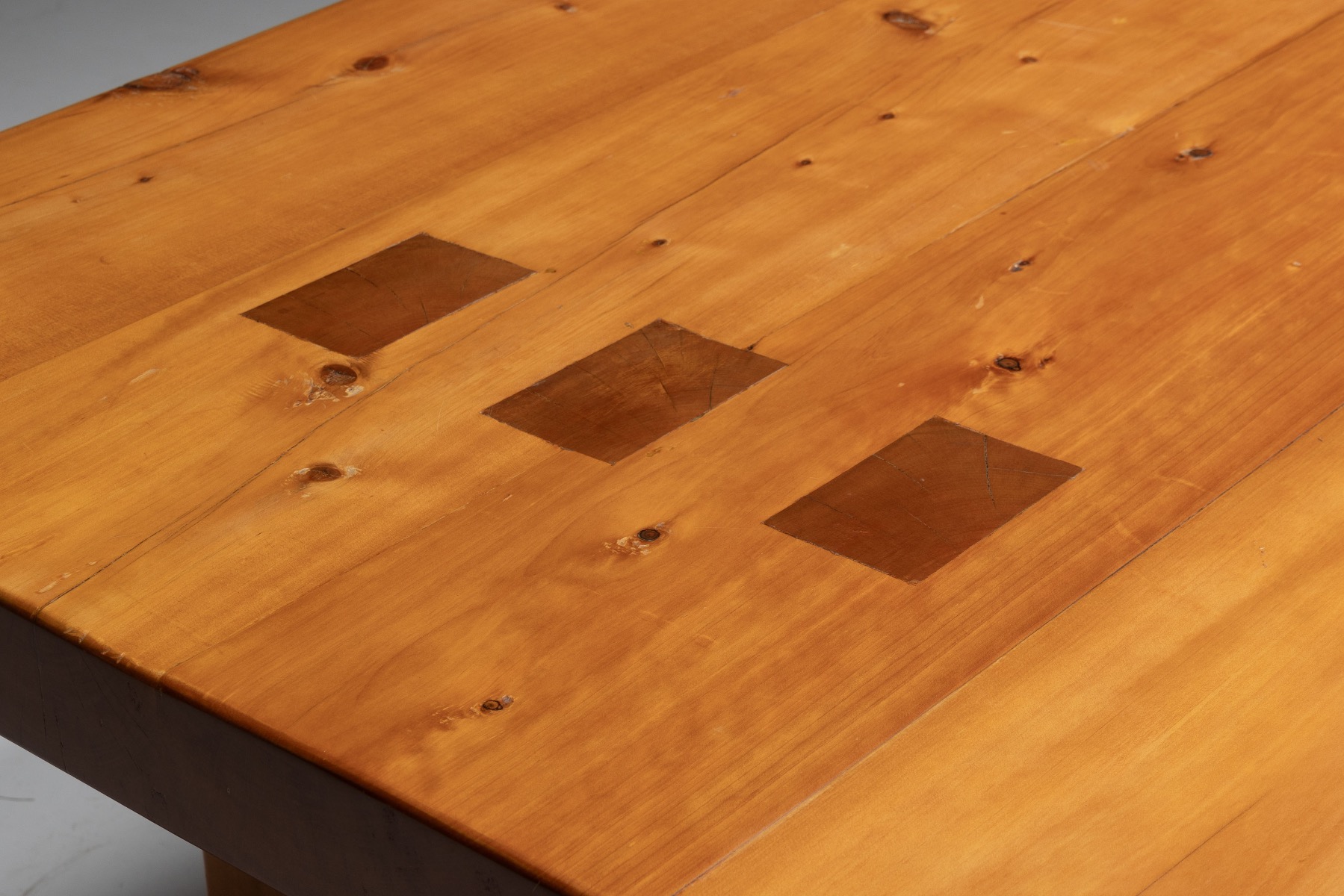 Alpine style dining table in solid elmwood from the 1960s