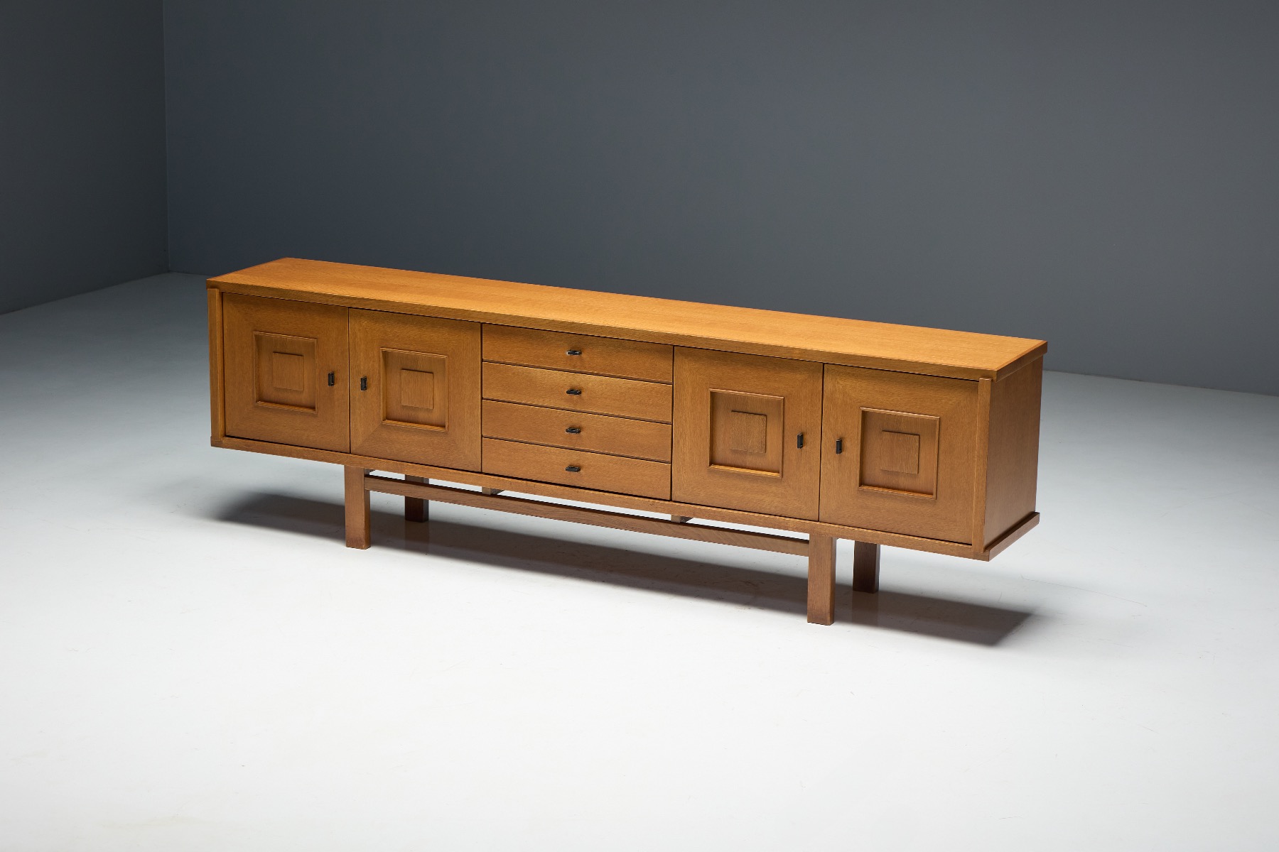 European brutalist oak buffet dating to the 1960s