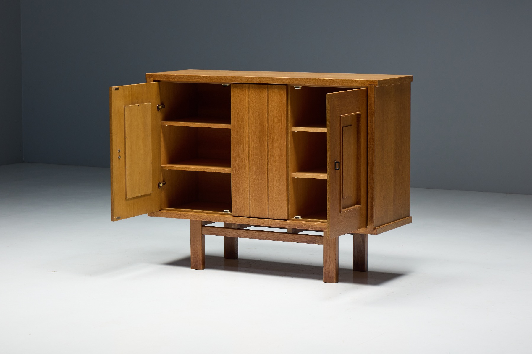 European brutalist oak cabinet dating to the 1960s