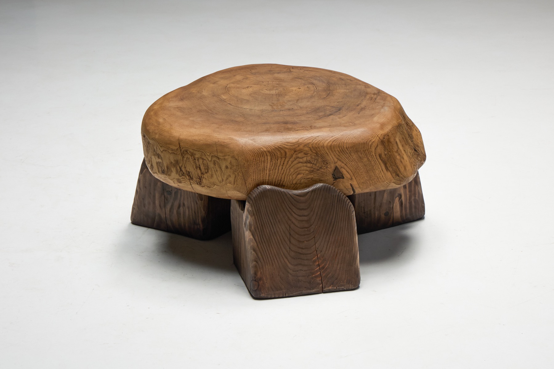 Gallery level hand carved brutalist coffee table