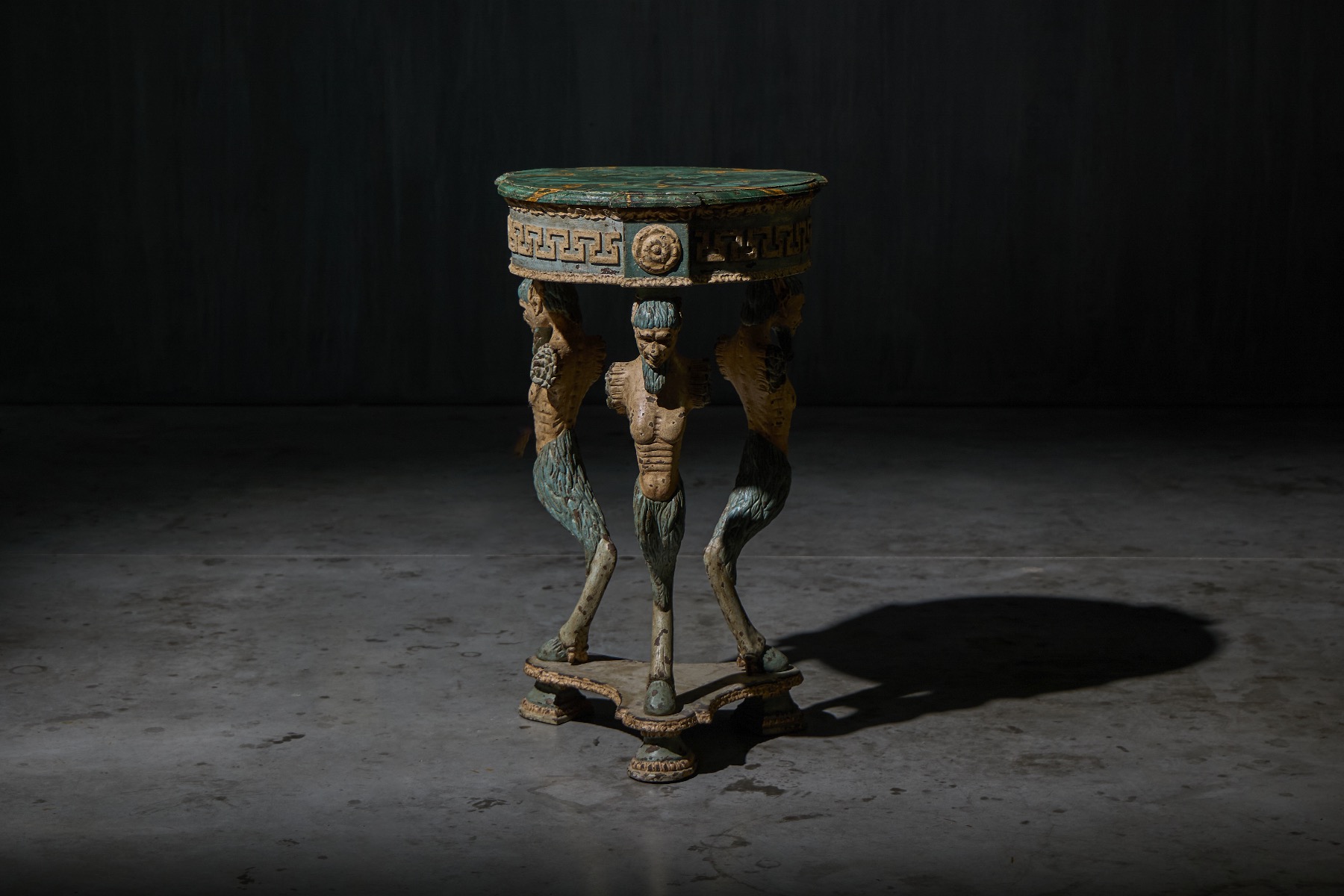 Gallery level neoclassical satyr supported table