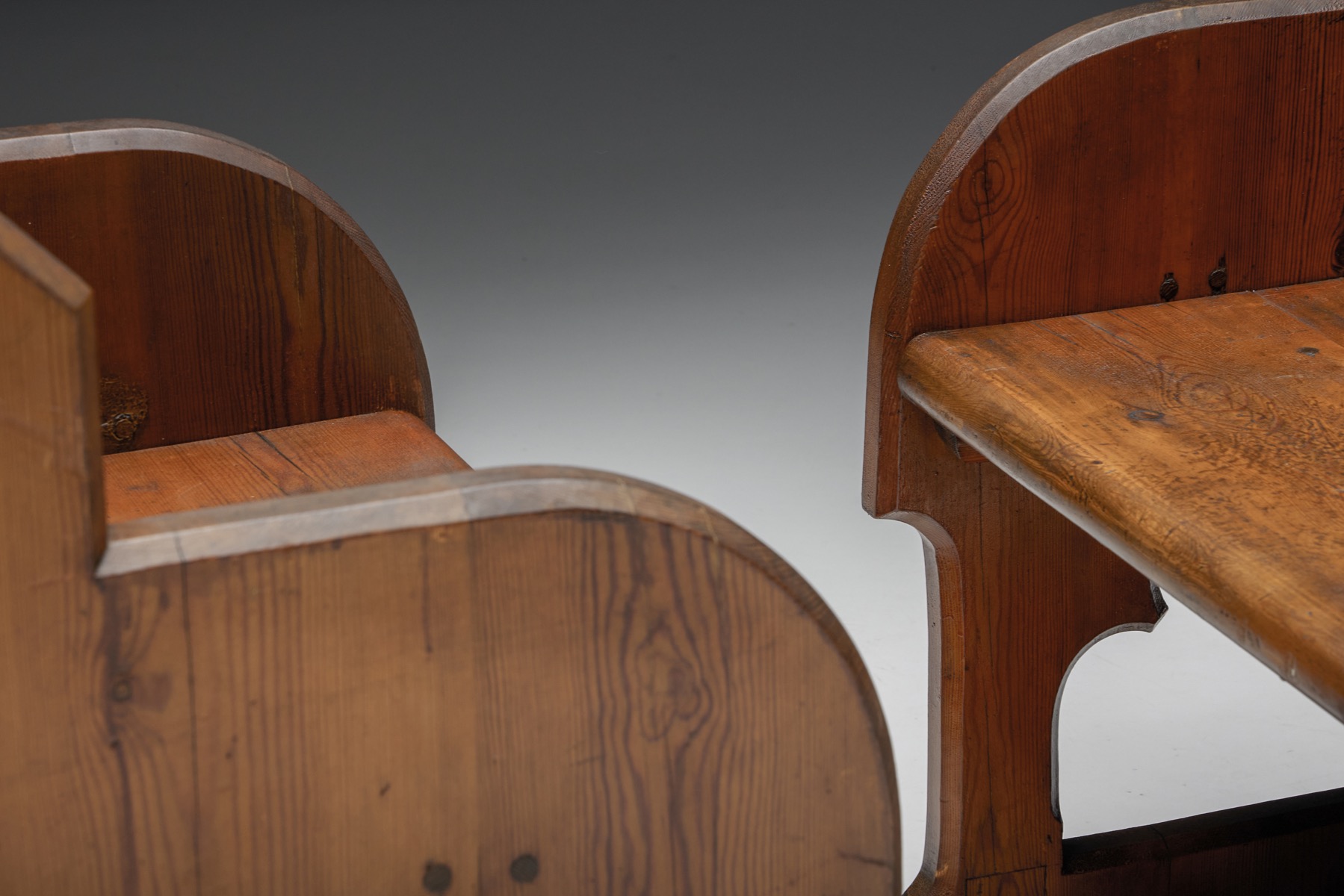 Historic gothic revival armchairs in wood design