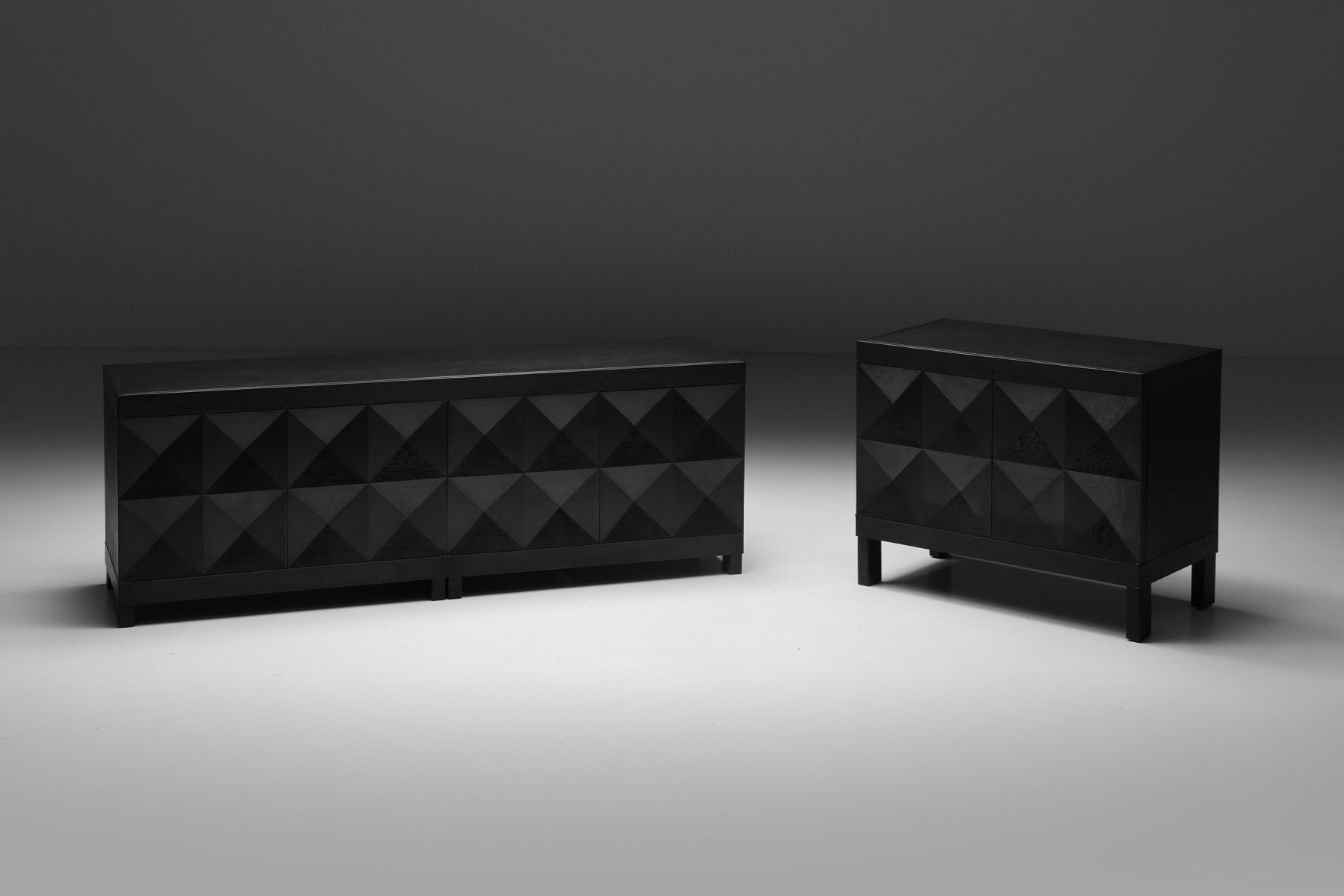 Iconic De Coene cabinet from the 1970s in black stained oak