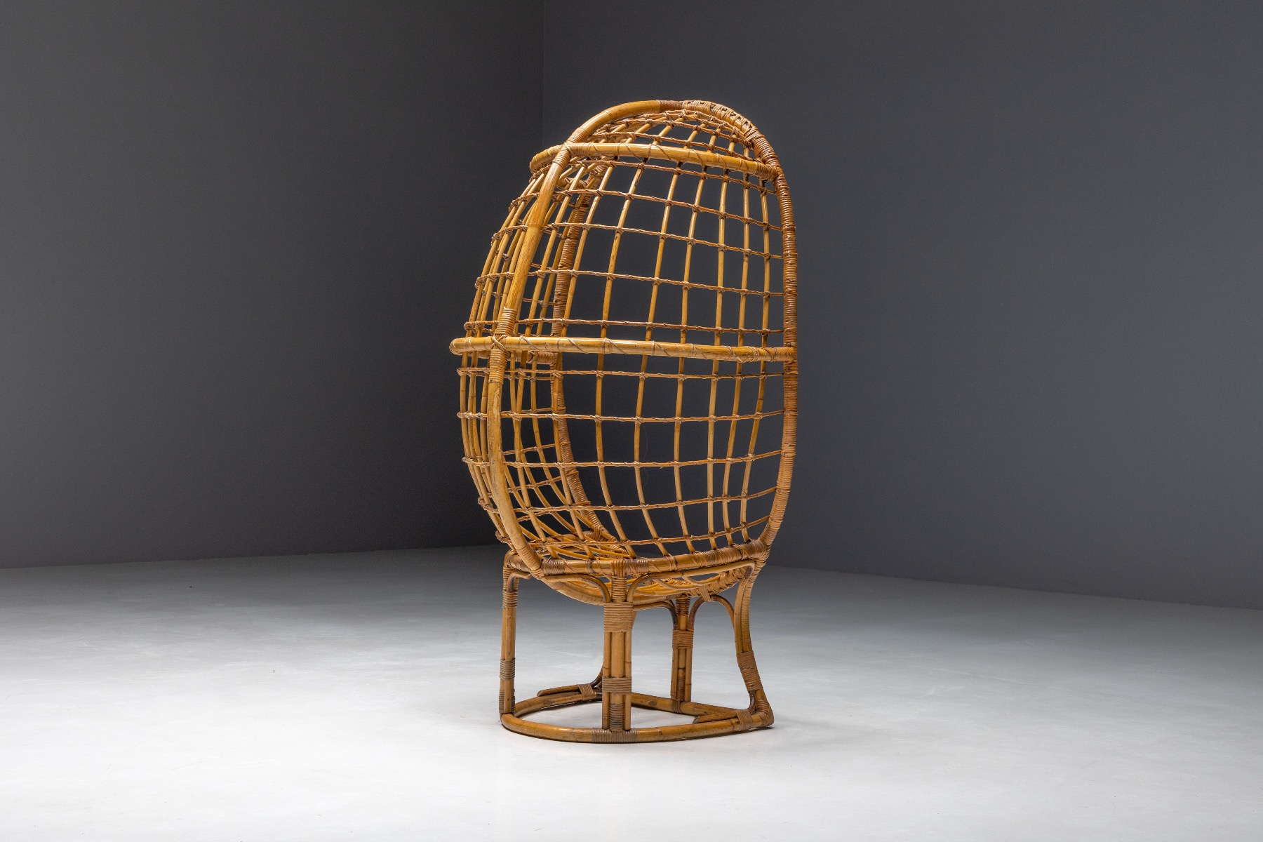 Mid century organic bamboo egg chair