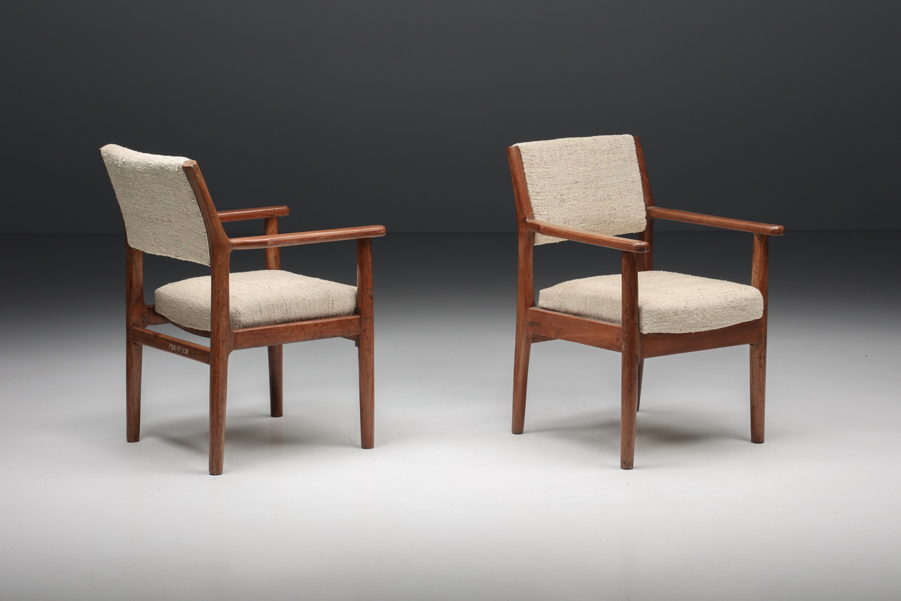 Minimalist Chandigarh armchair in Pierre Jeanneret style