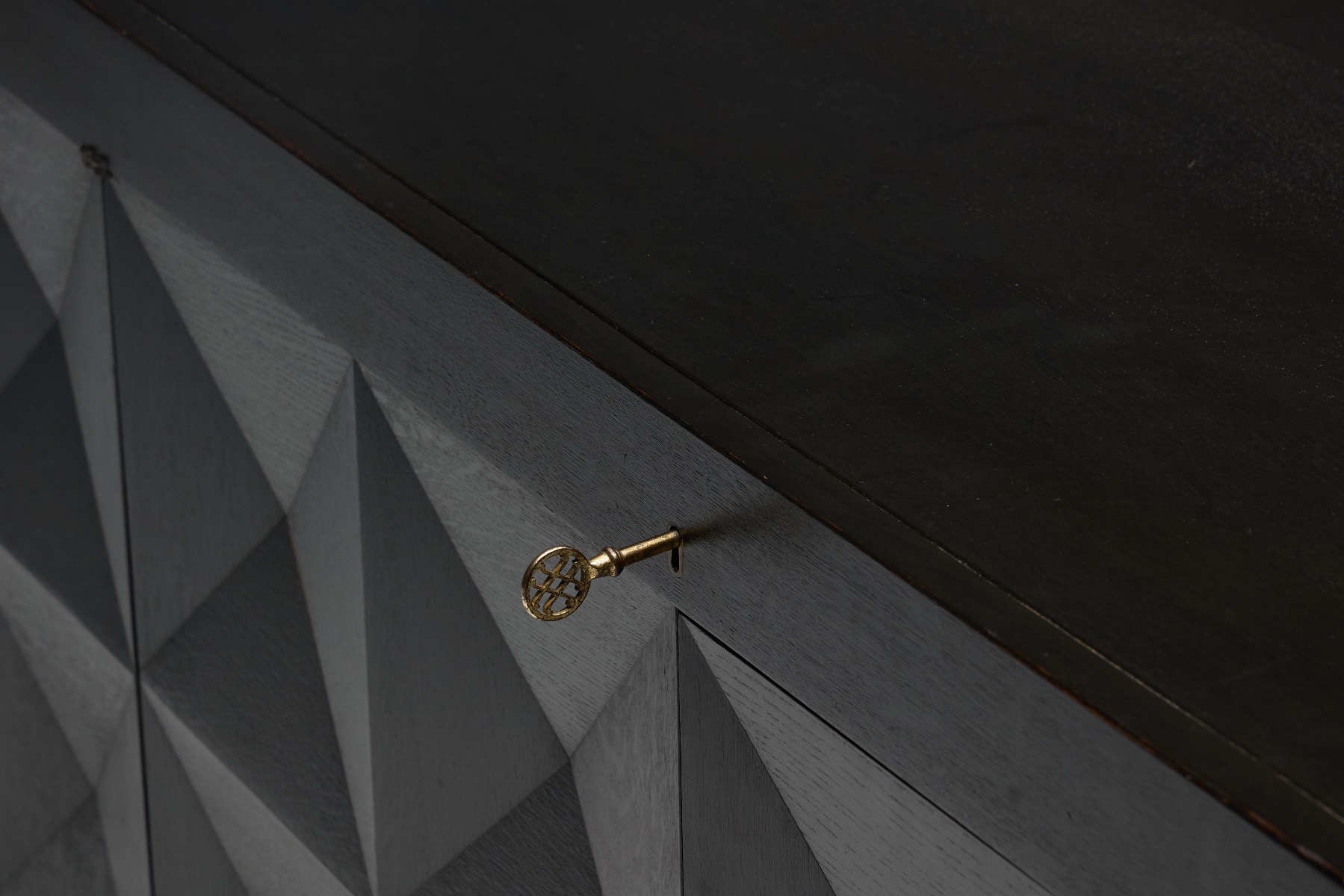Monumental brutalist sideboard with stained oak surface