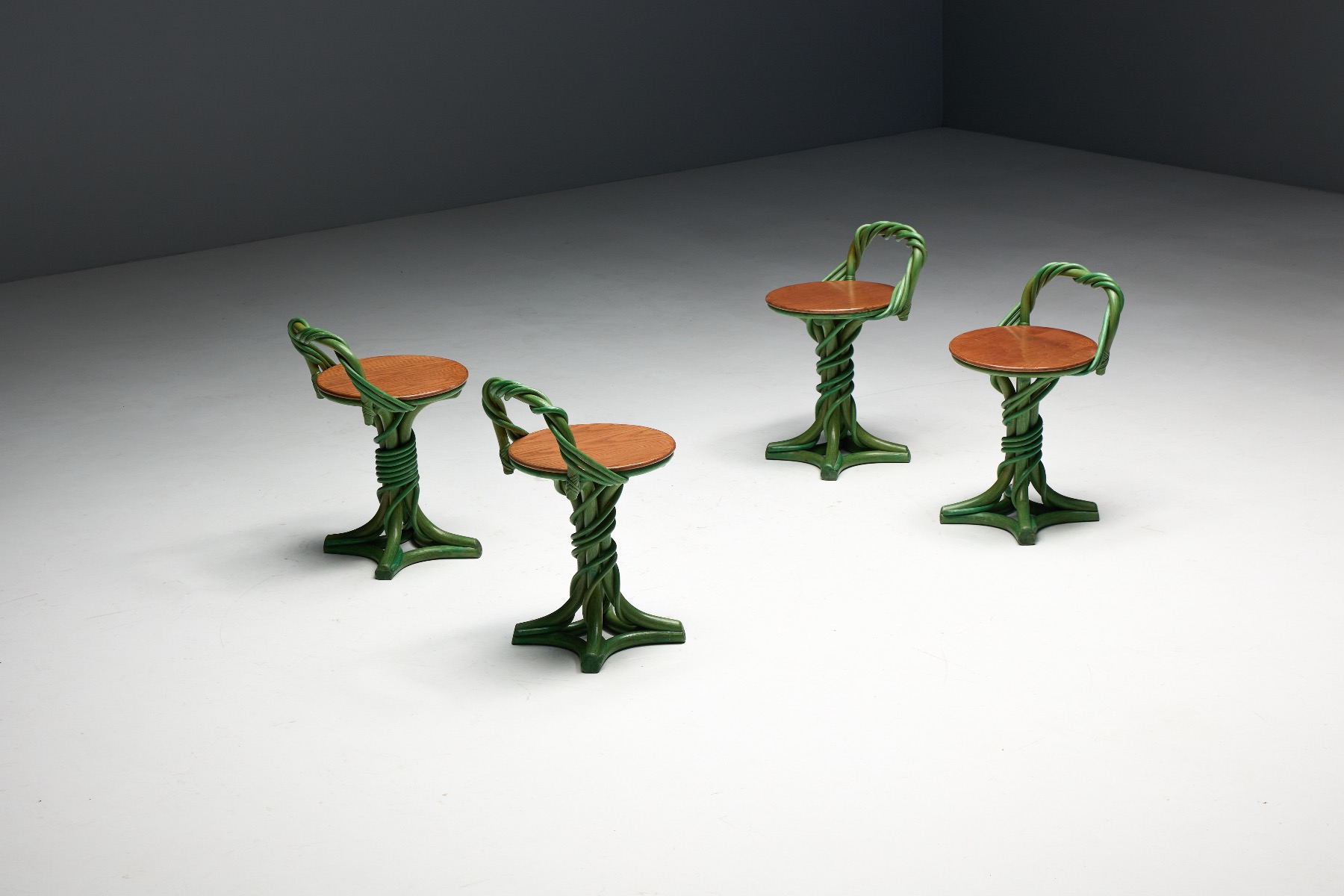 Nature inspired vine twist stool with sculptural form