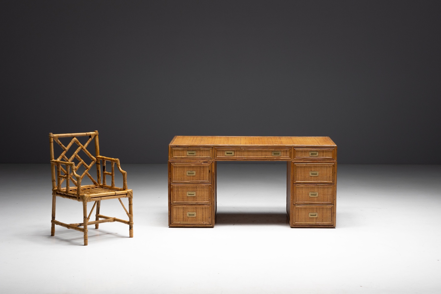 Organic modernist bamboo desk from the 1970s