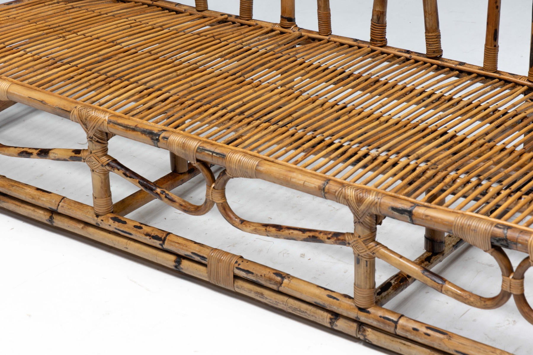 Organic modern bamboo bench with fluid lines
