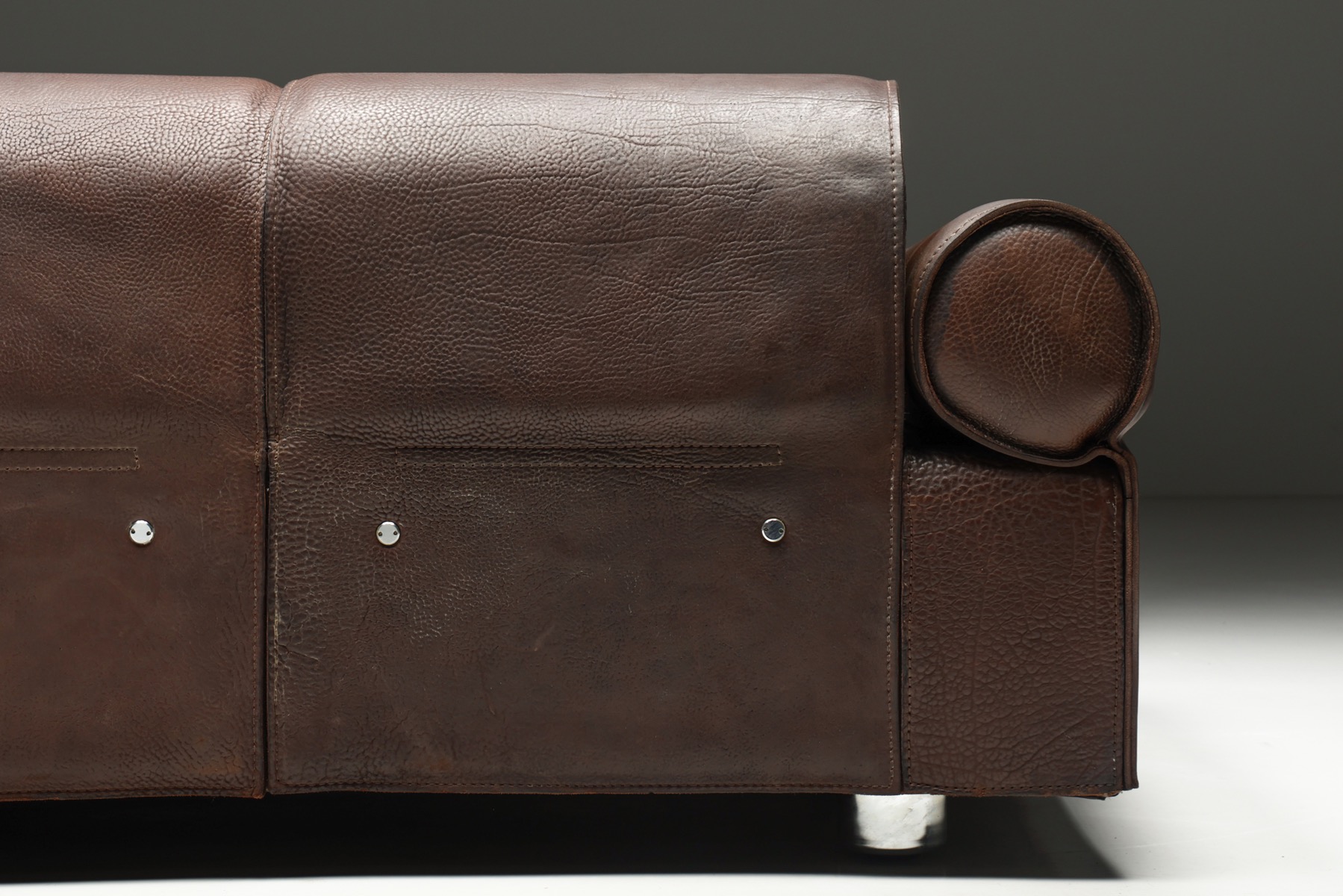 Premium buffalo leather sofa by Marzio Cecchi in brown