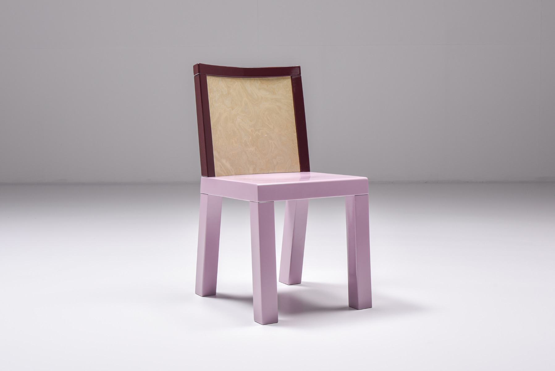Iconic 1980s postmodern dining seating in pink