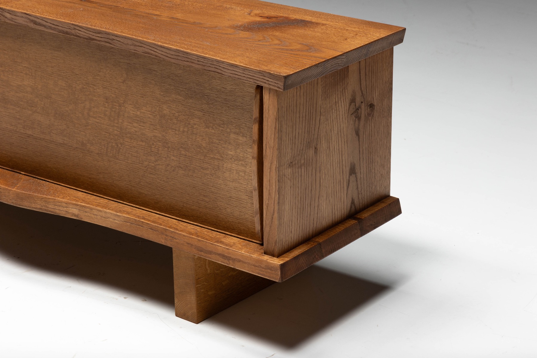 Rational design sideboard with sliding doors reflecting functionalism