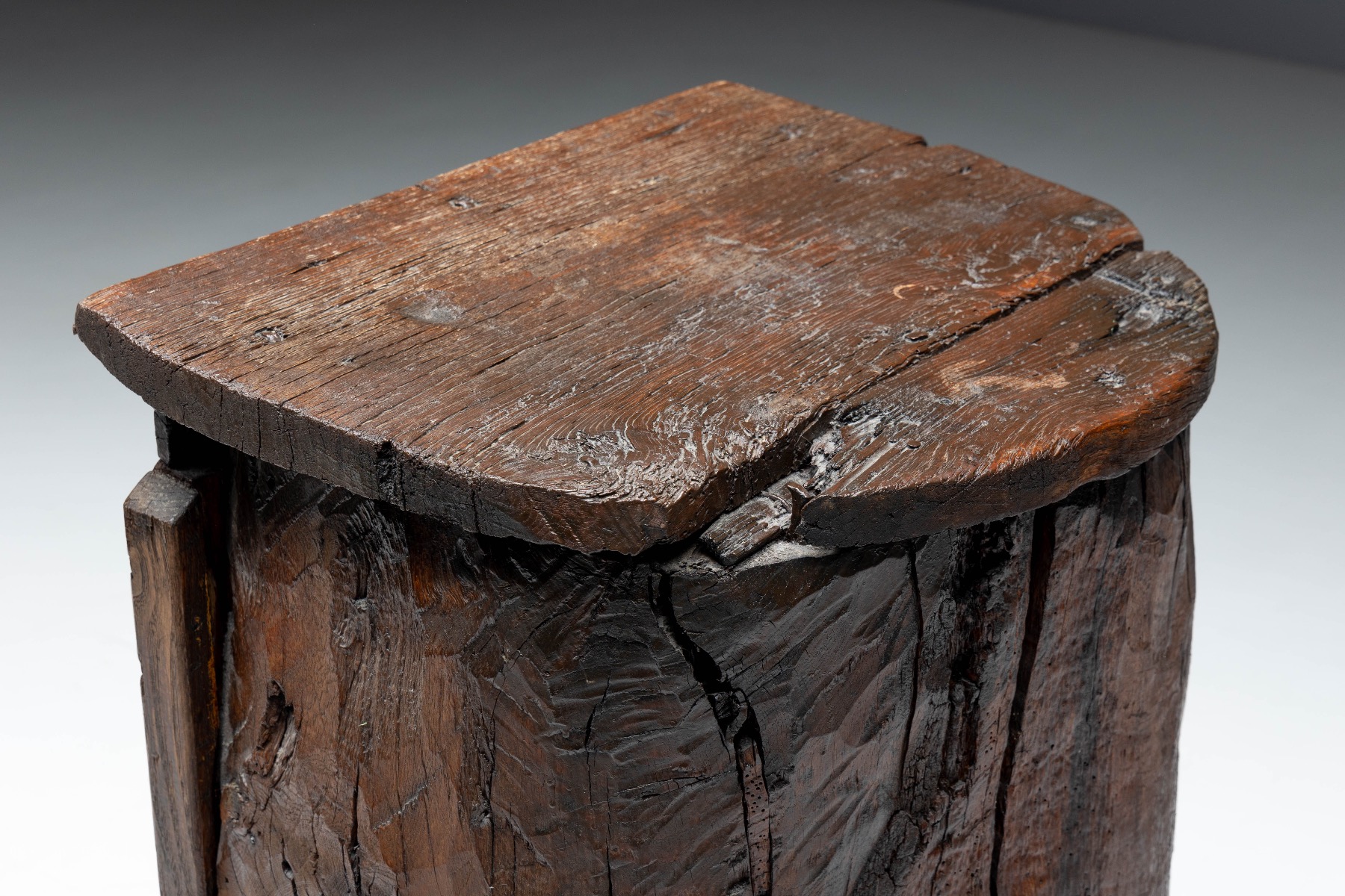 Rustic folk art cabinet in monoxylite finish