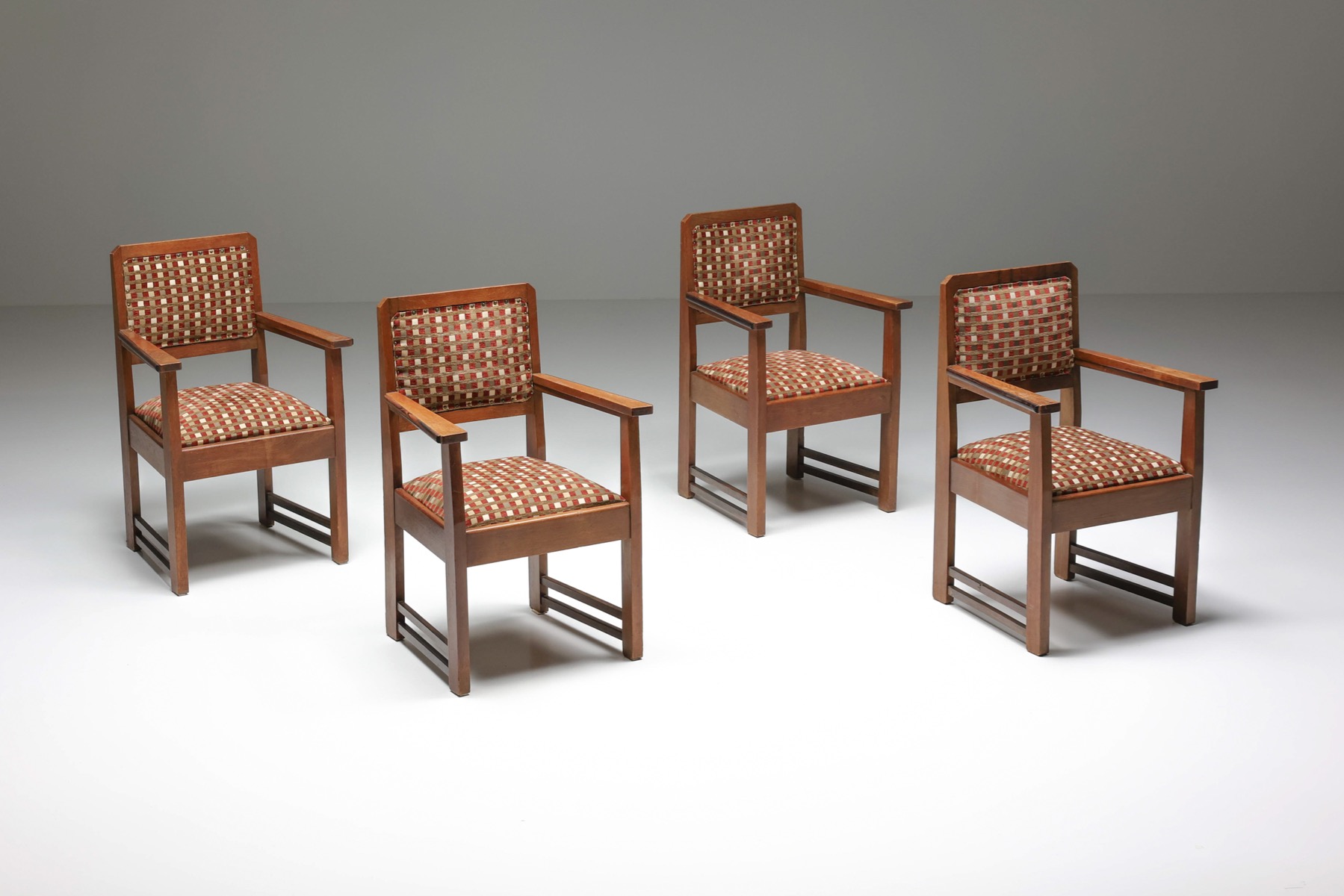Solid wood armchairs in Amsterdam School style