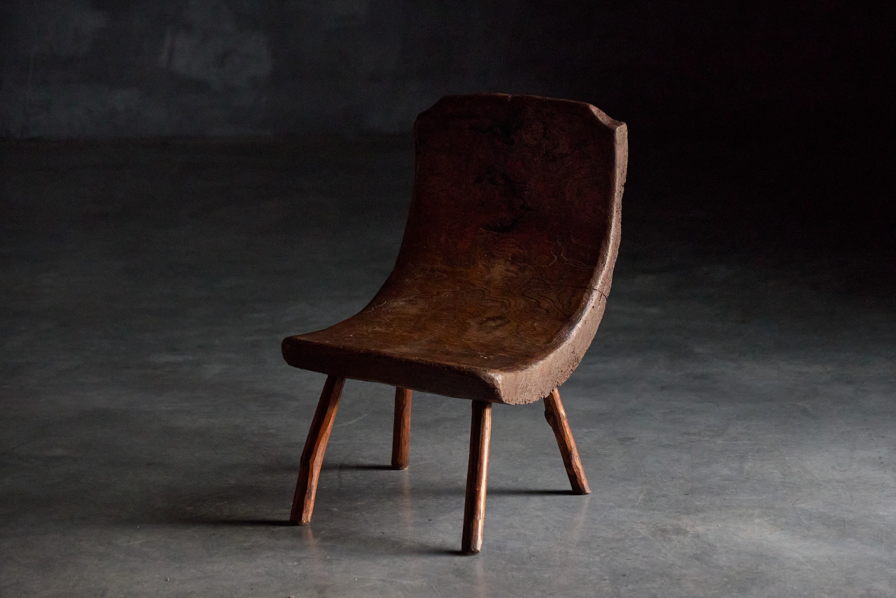 Solid wood monoxyle stool 1950s

