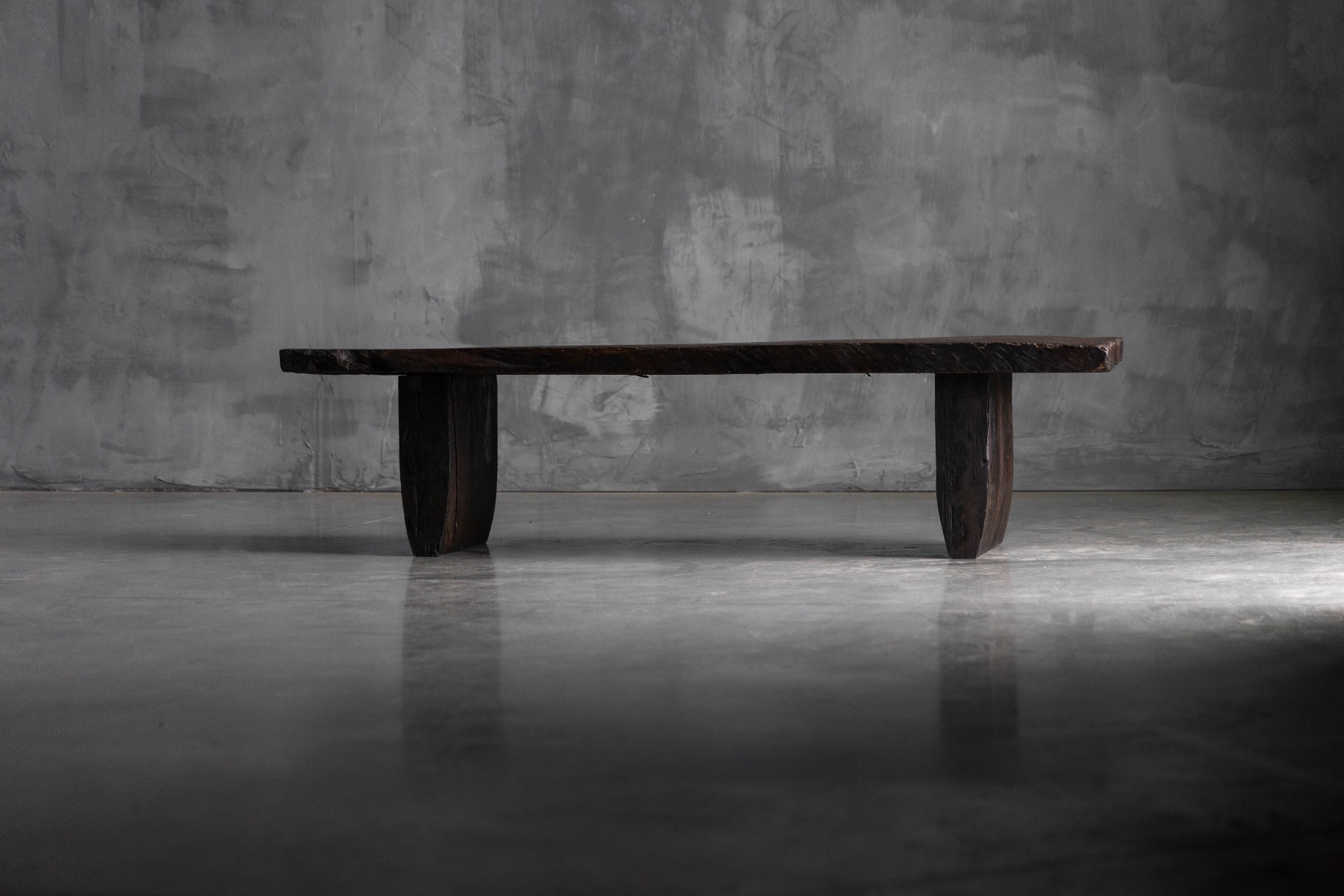 Timeworn brutalist rustic coffee table with authentic wear
