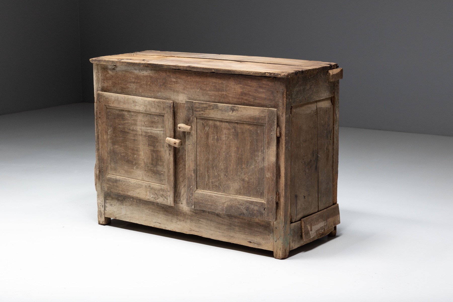 Timeworn wabi sabi cabinet with natural imperfections