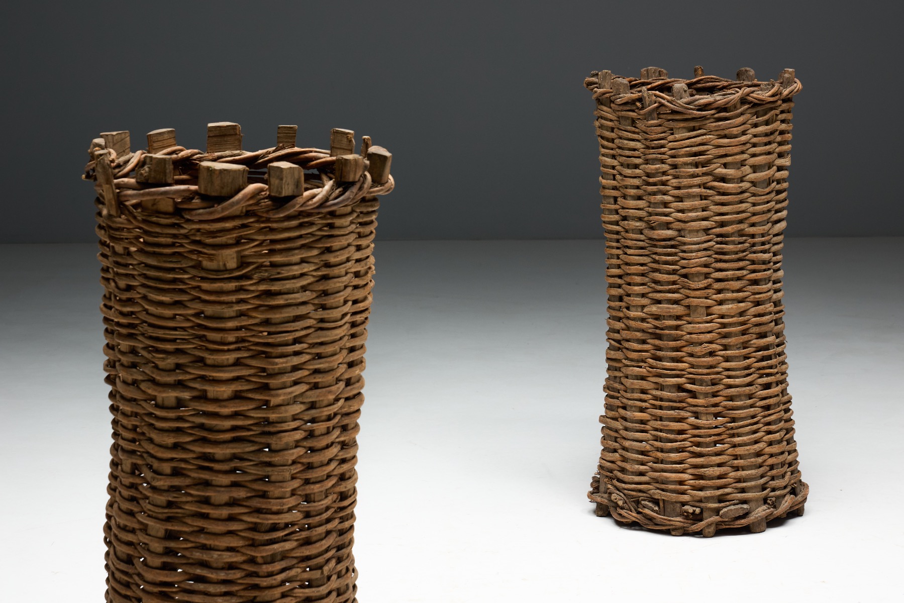 Utilitarian rural basket with simple woven structure